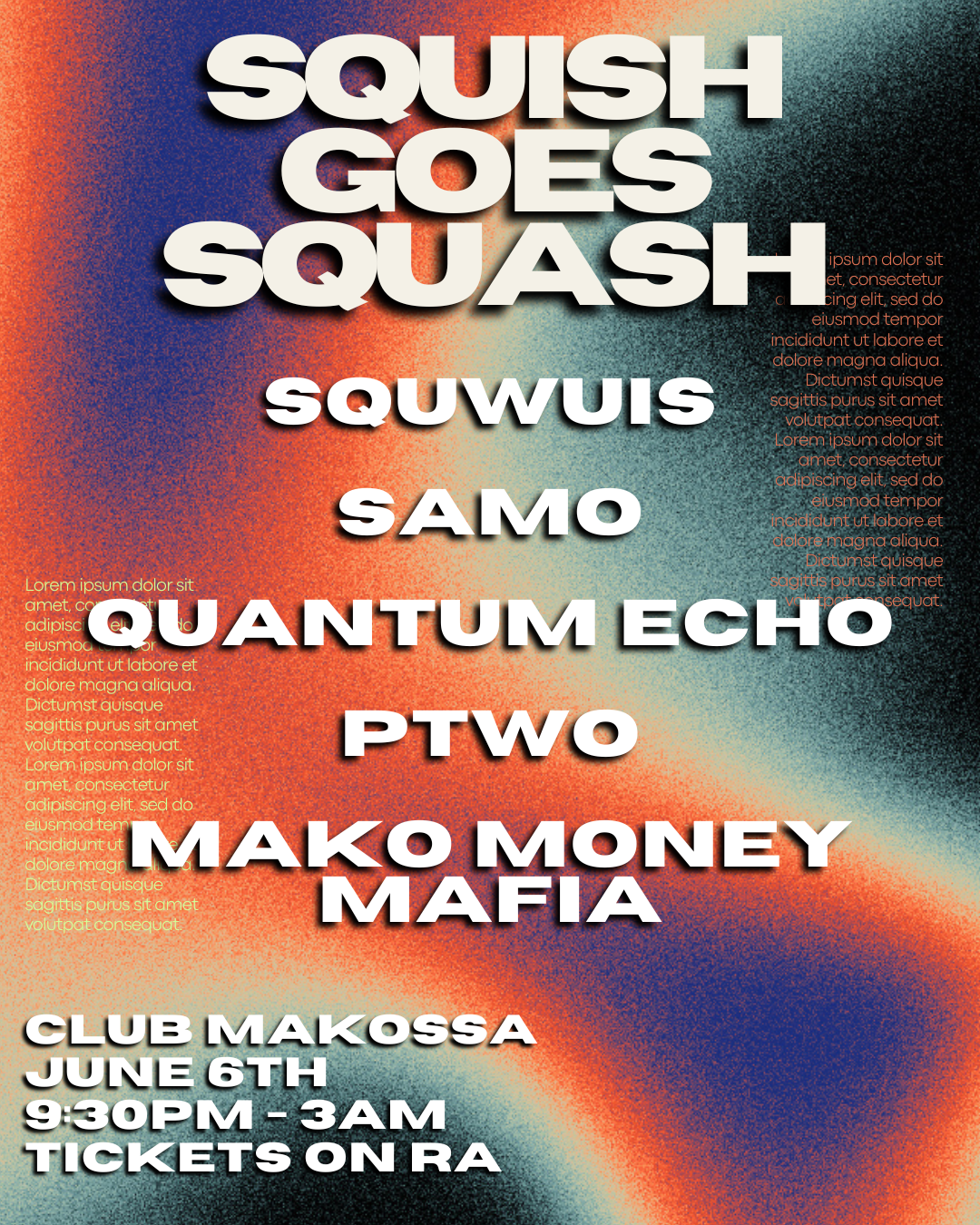 Squish Goes Squash event poster