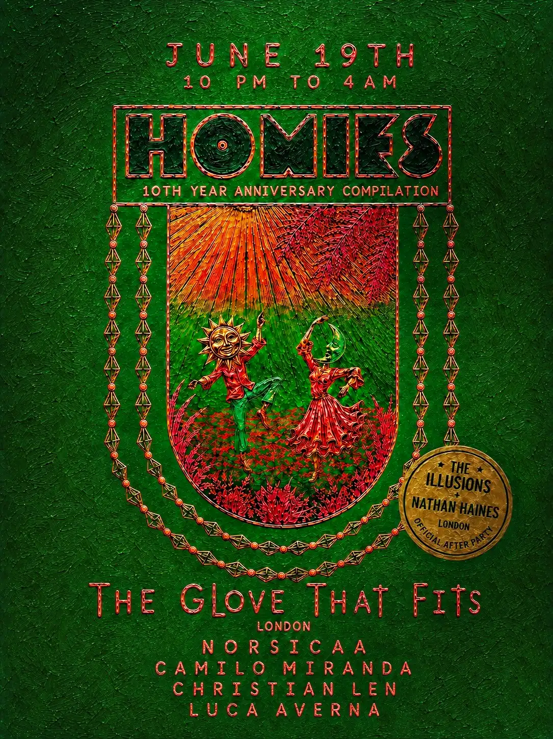 Homies - London Balearic Solstice - 10th Anniversary Compilation Tour event poster