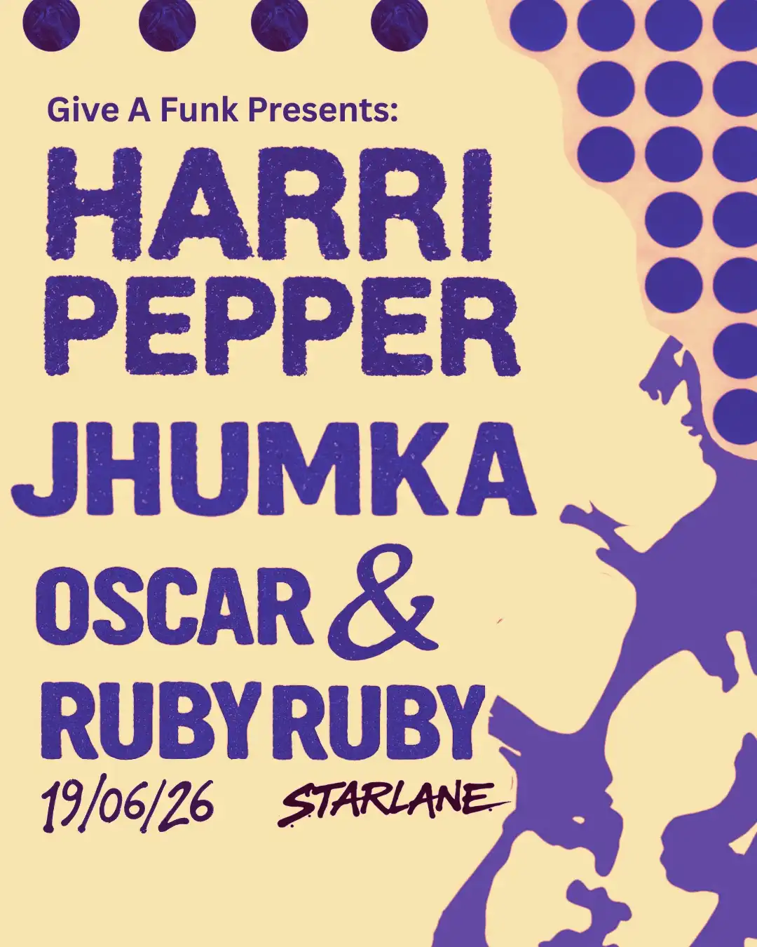 Give A Funk: Harri Pepper, Jhumka, Oscar & Ruby Ruby event poster