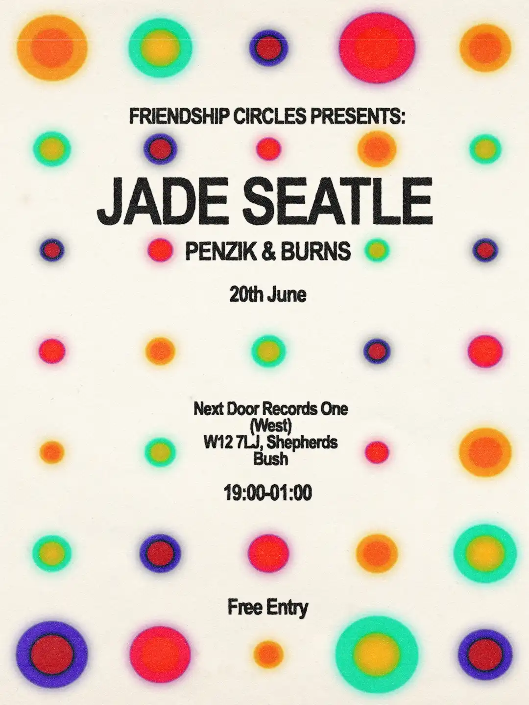 Friendship Circles presents: Jade Seatle event poster