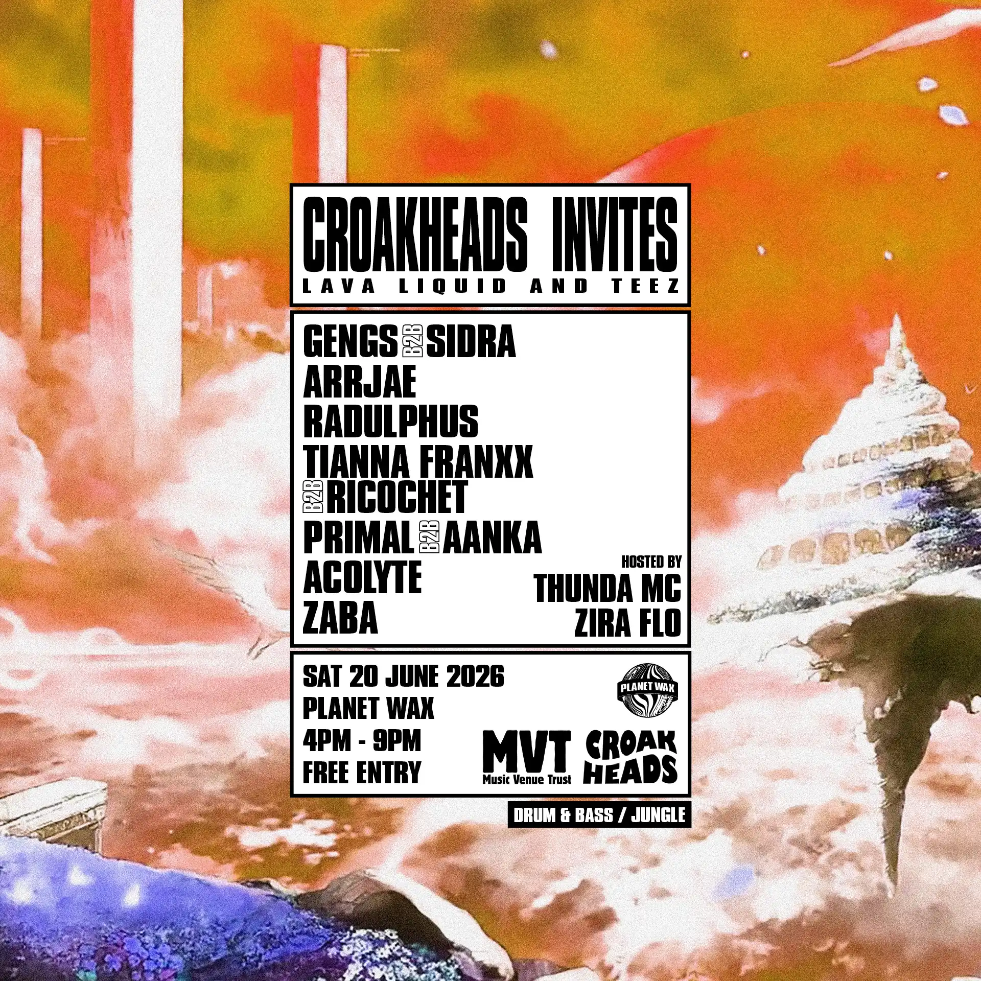 CROAKHEADS INVITES: LAVA LIQUID AND TEEZ event poster
