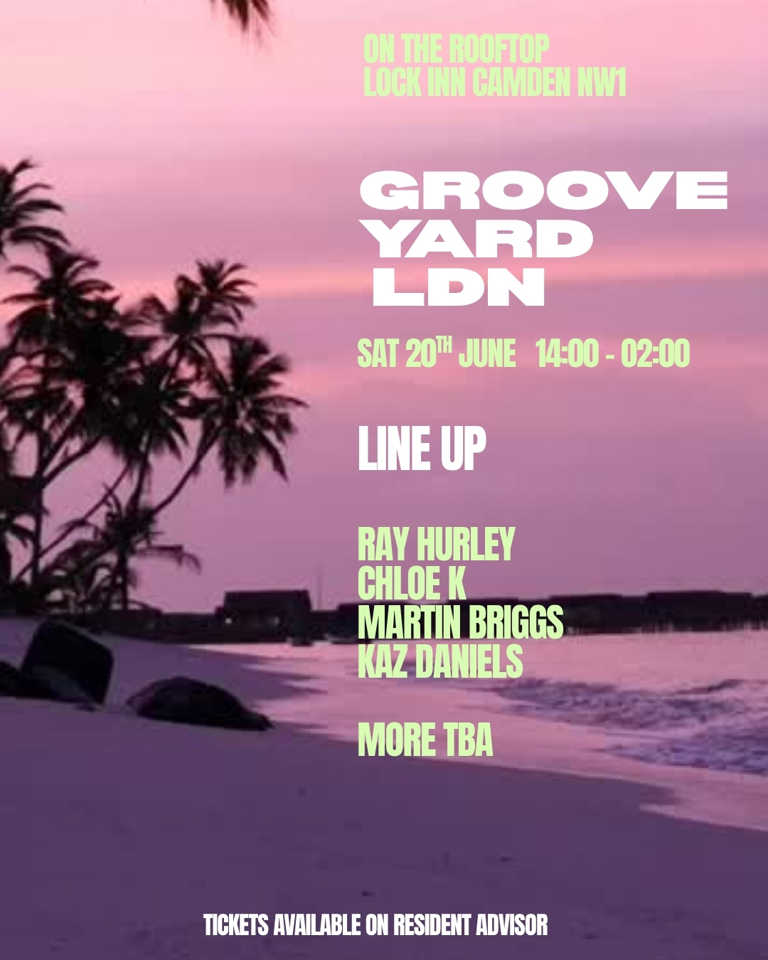 GROOVE YARD LDN SUMMER ROOFTOP PARTY event poster