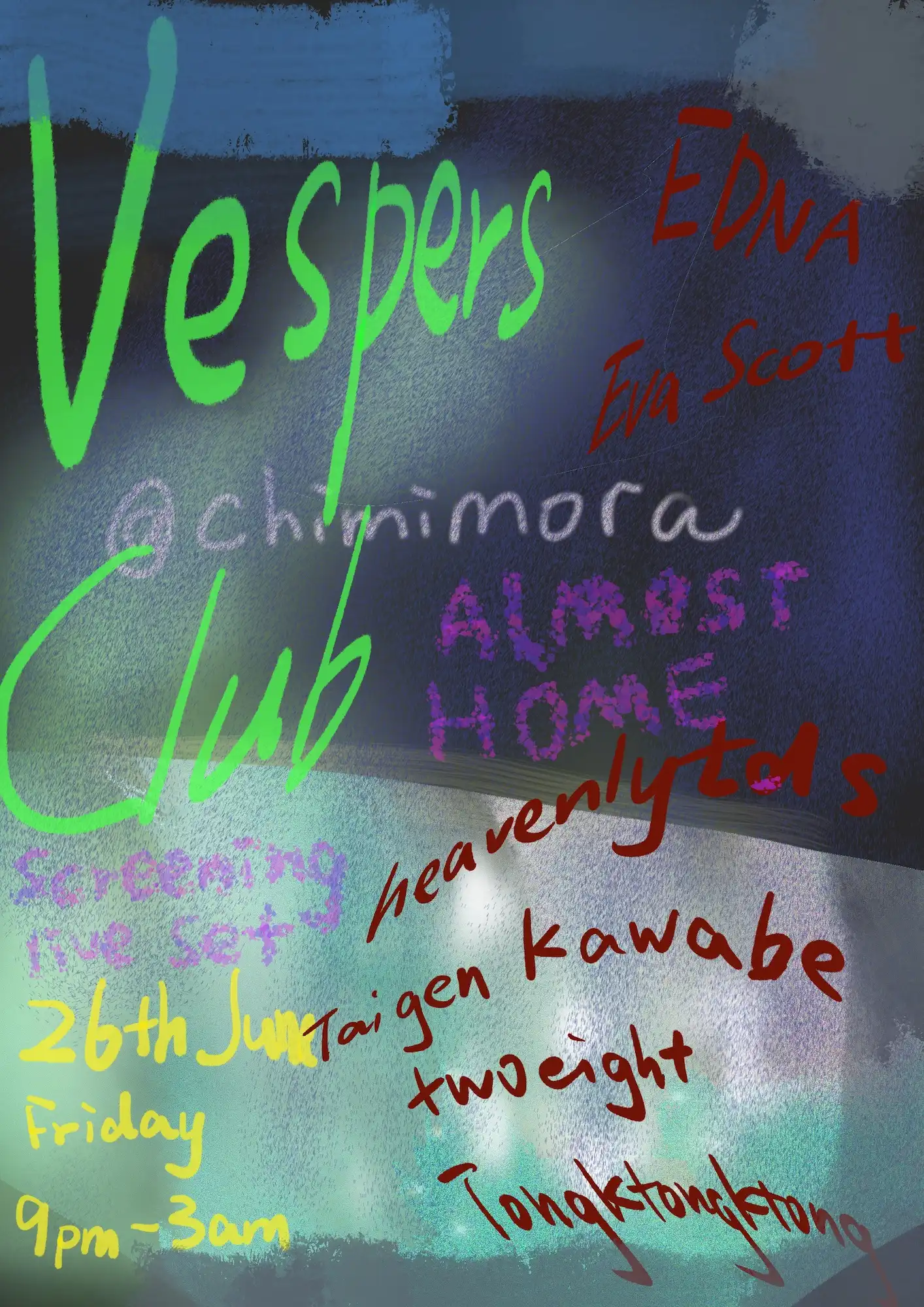 Almost Home Screening and Live set event poster