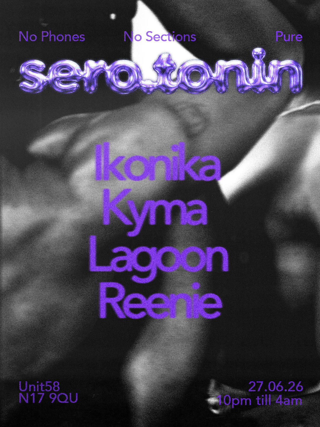 SERO.TONIN presents: Ikonika, Kyma, Lagoon & Reenie event poster