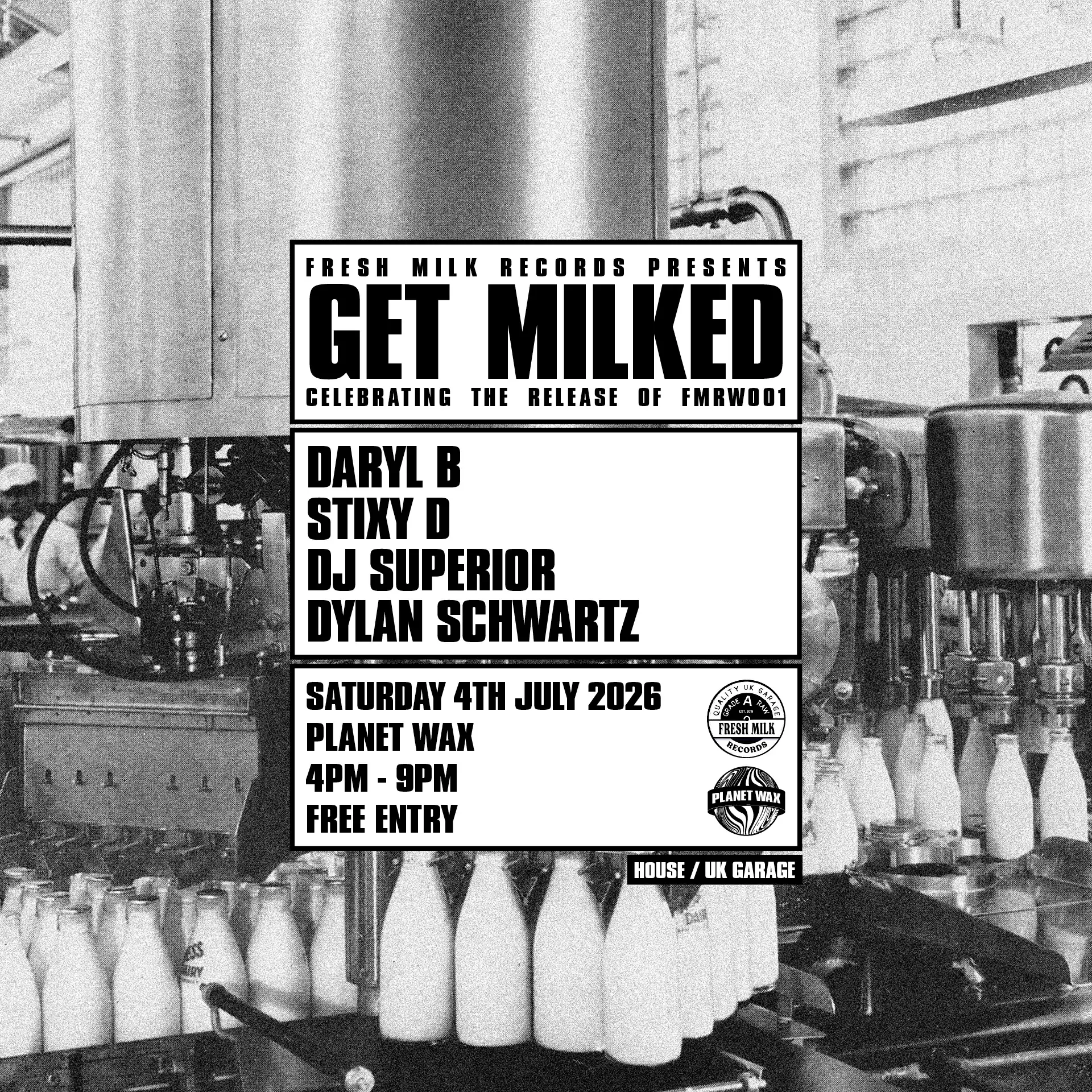 Fresh Milk Records presents Get Milked event poster