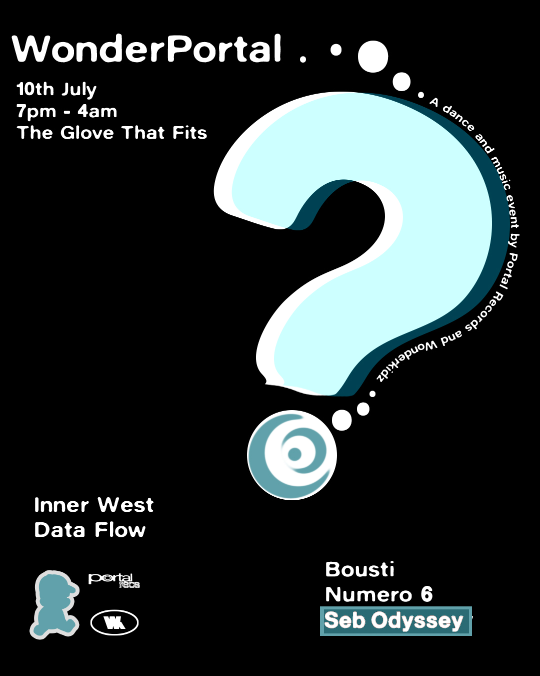WonderPortal by Portal Recs & Wonderkidz w Seb Odyssey, Bousti, Numero 6, Inner West, Data Flow event poster