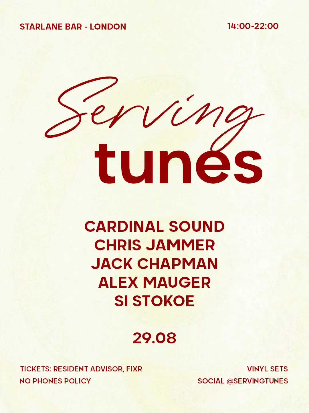 Serving Tunes: 001 event poster