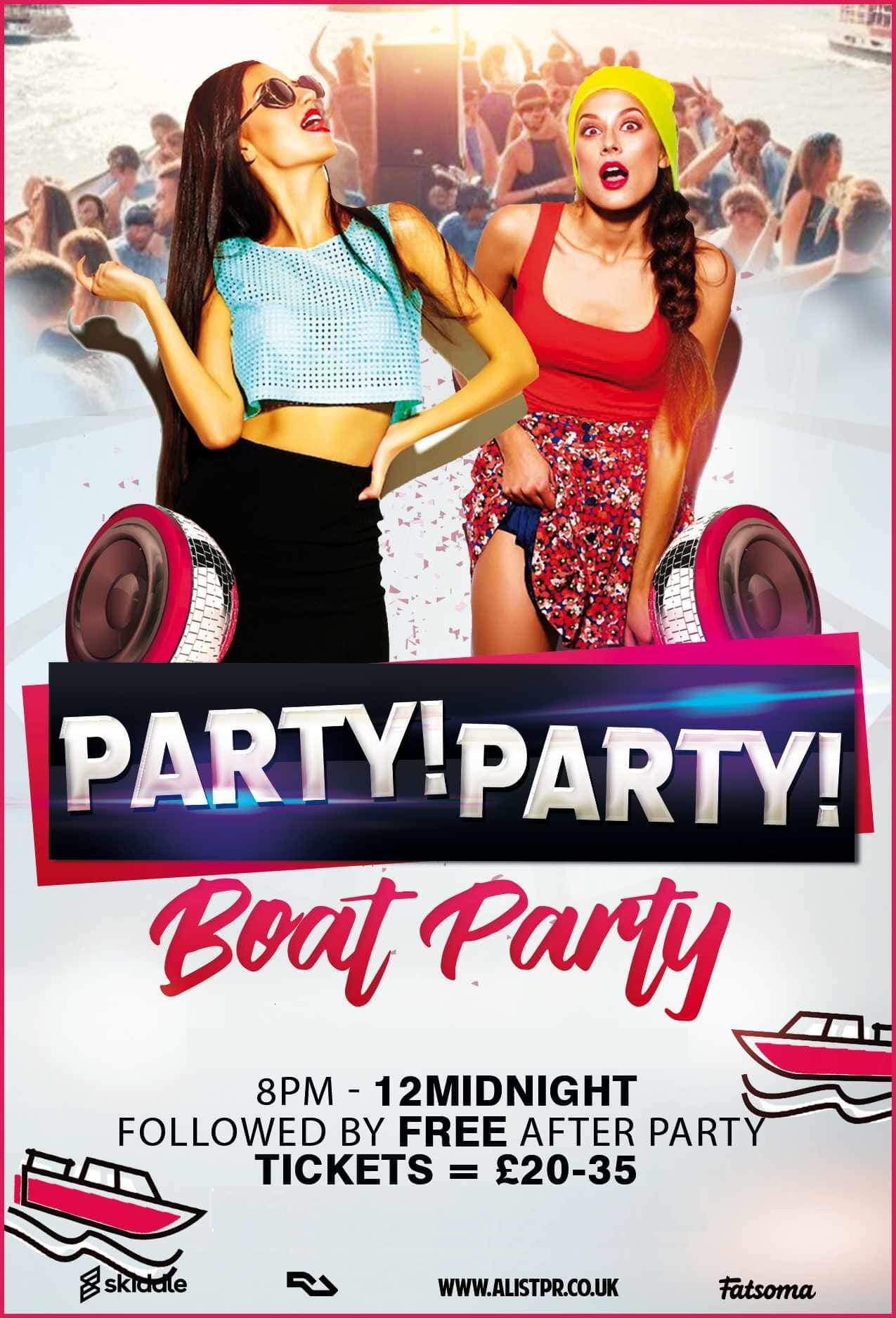Party! Party! Boat Party event poster