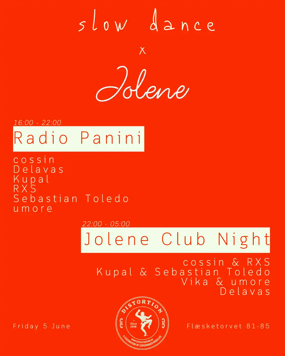 slow dance x Jolene x Distortion event poster
