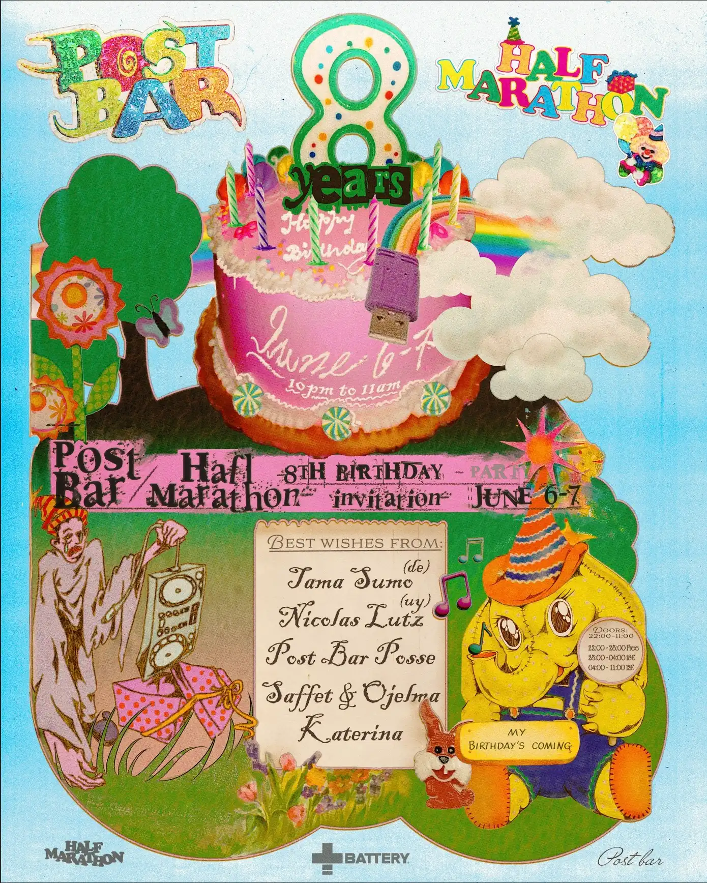 Post Bar 8 Years — Tama Sumo, Nicolas Lutz, Post Bar Posse, Katerina, Saffet & Ojelma event poster