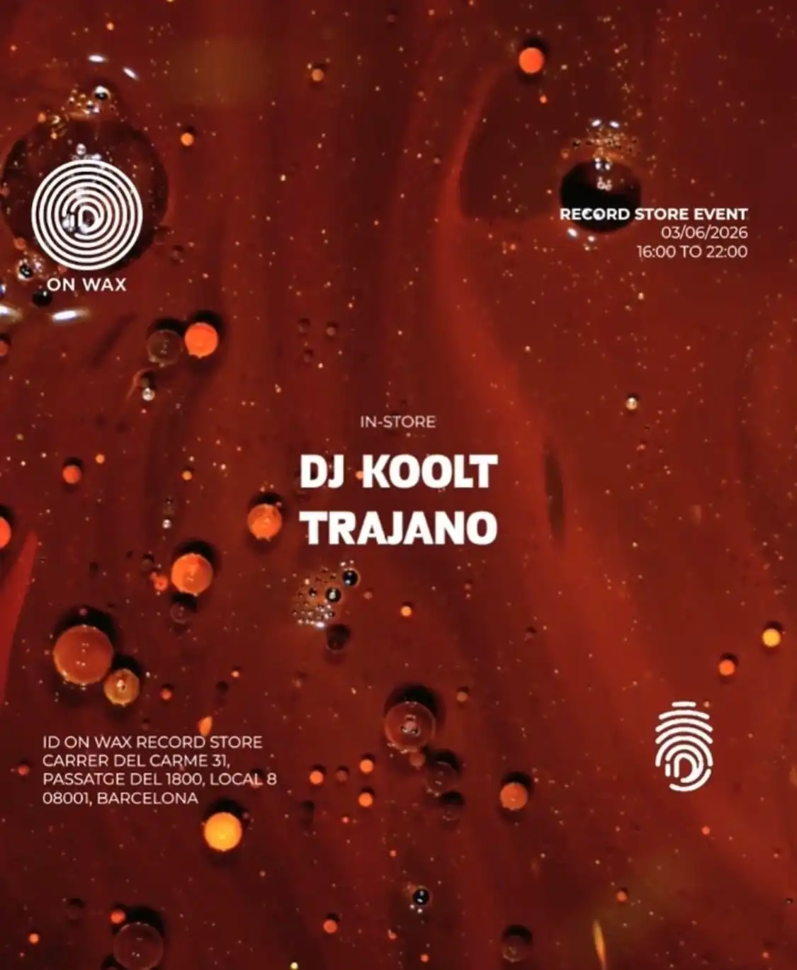 ID on Wax In-Store # 6 with DJ Koolt & More event poster