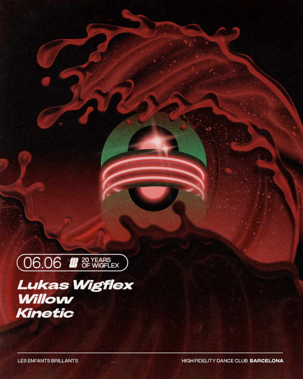 20 years of Wigflex - Lucas Wigflex, Willow, Kinetic event poster