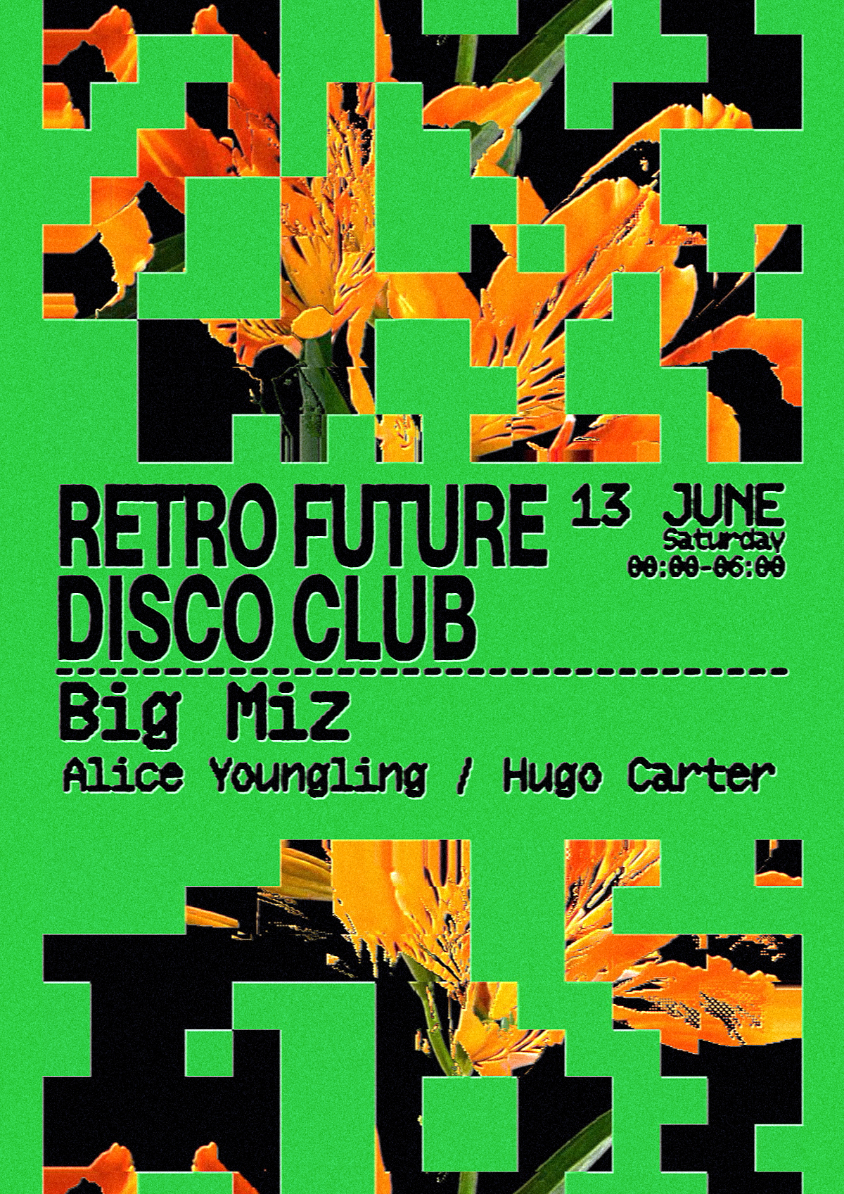 Retro Future Disco Club x Big Miz event poster