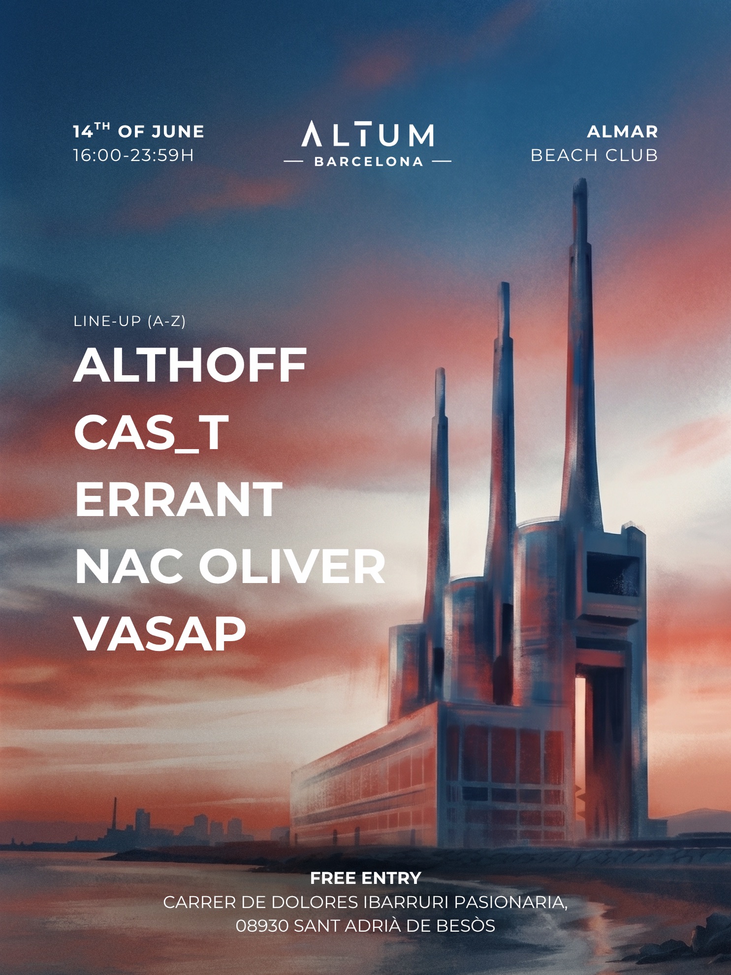 Altum Barcelona - All Day Free Beach Party event poster