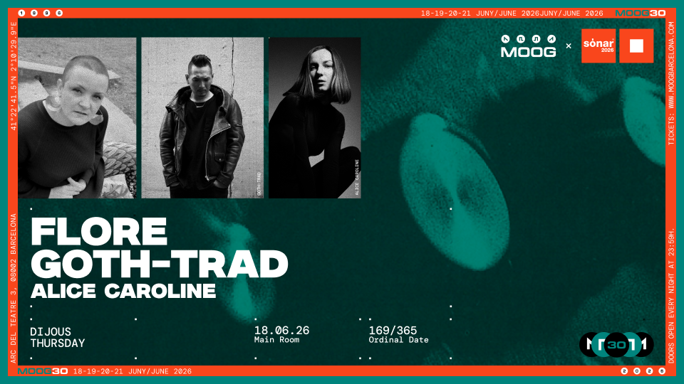 Moog x Sónar 2026 – Flore + Goth-Trad + Alice Caroline event poster
