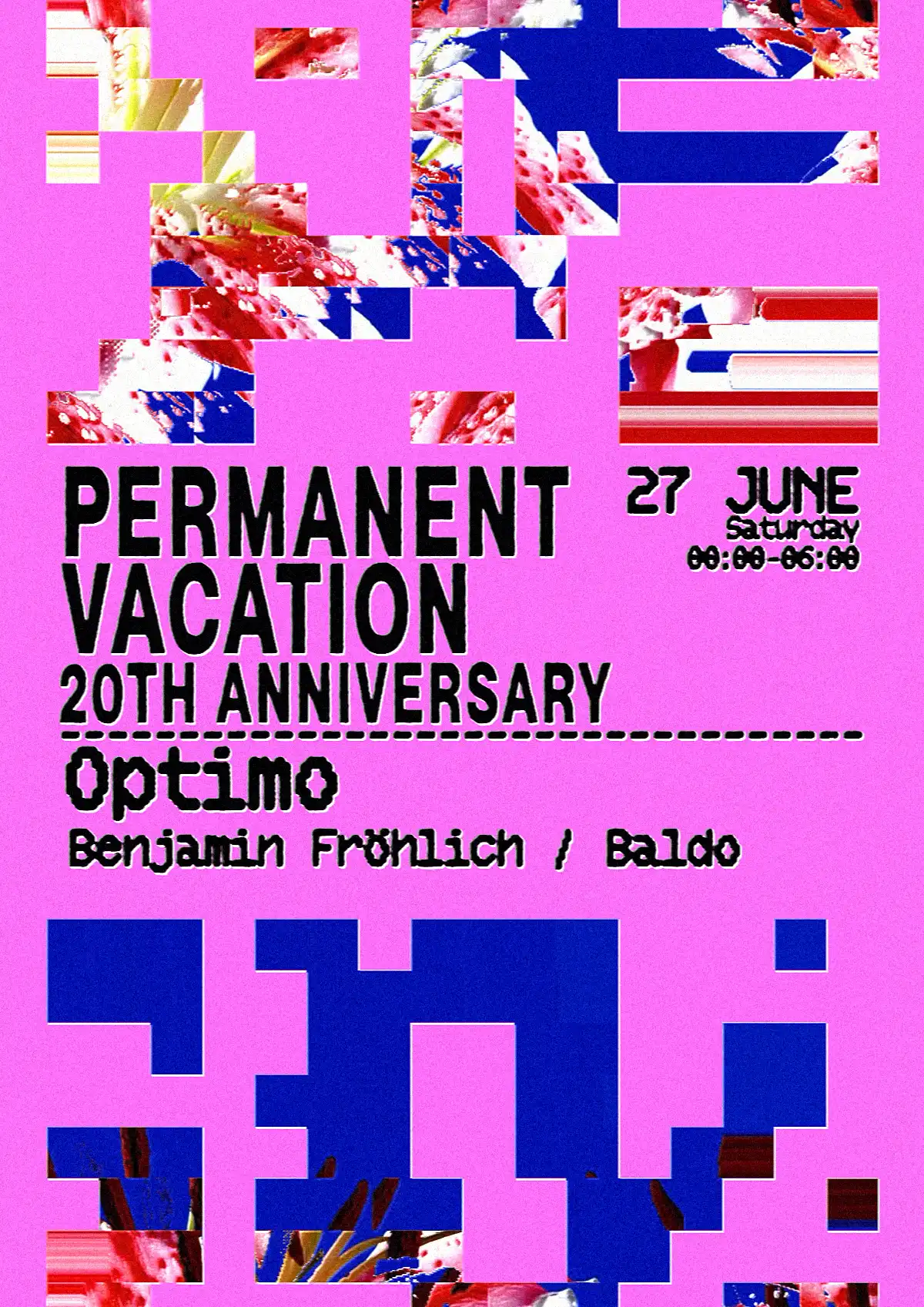 Permanent Vacation 20th anniversary event poster