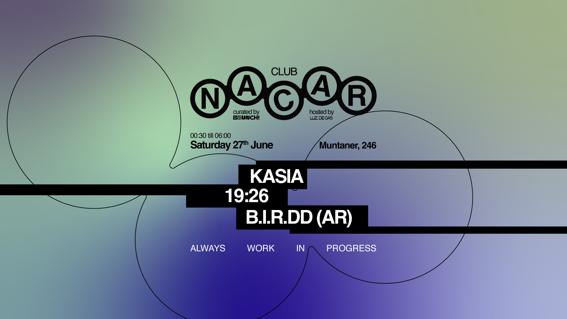 Nacar Club curated by Brunch Electronik / 19:26, Kasia & B.I.R.DD (arg ) event poster