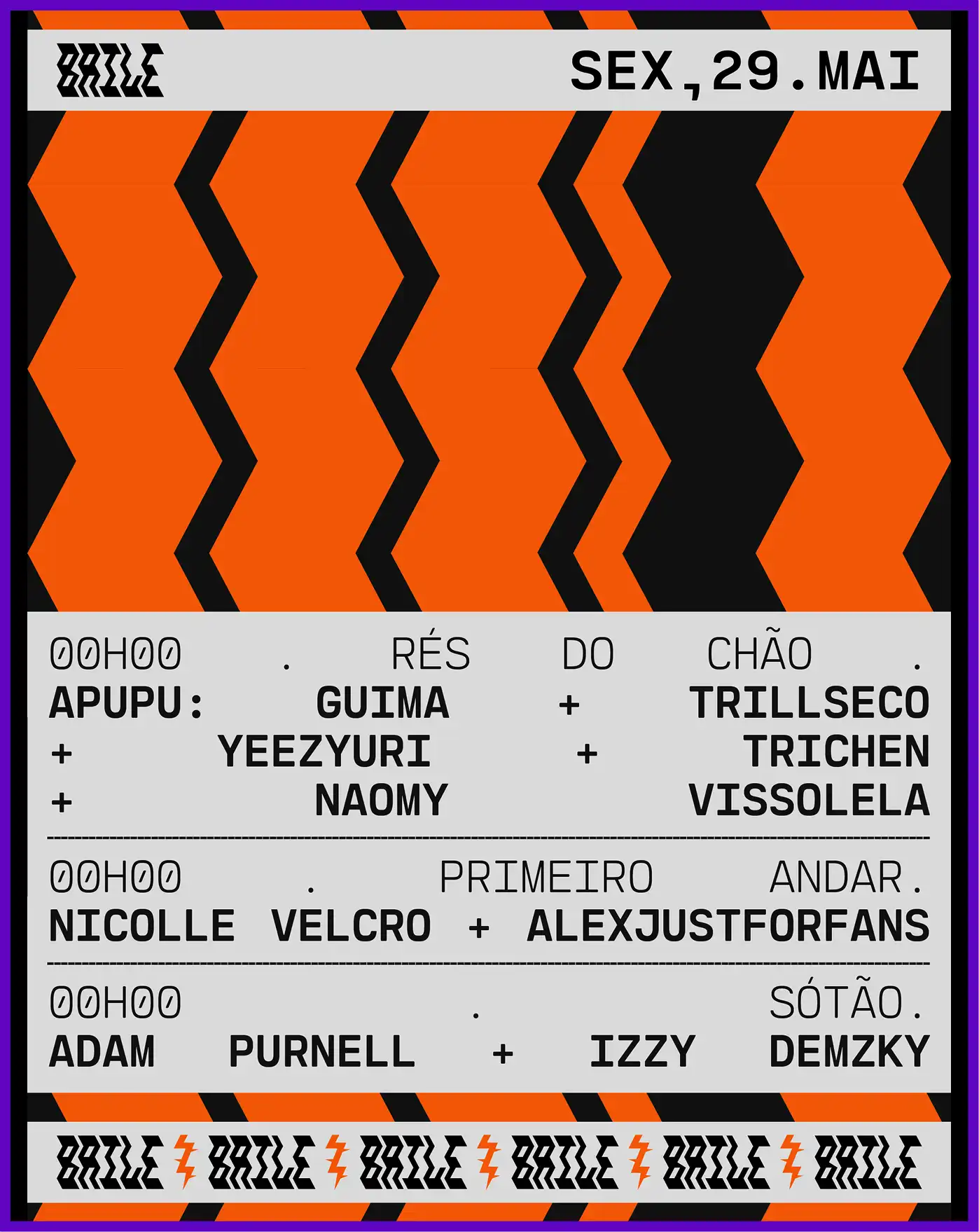 BAILE || APUPU || Nicolle Velcro + ALEX JUST FOR FANS || Adam Purnell + Izzy Demzky event poster