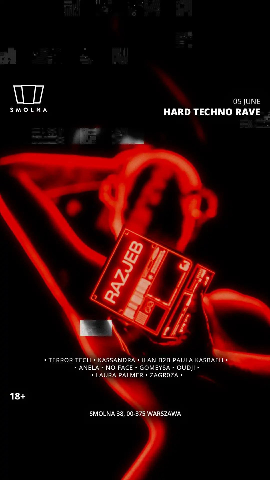 HARD TECHNO RAVE ,RAZJEB event poster