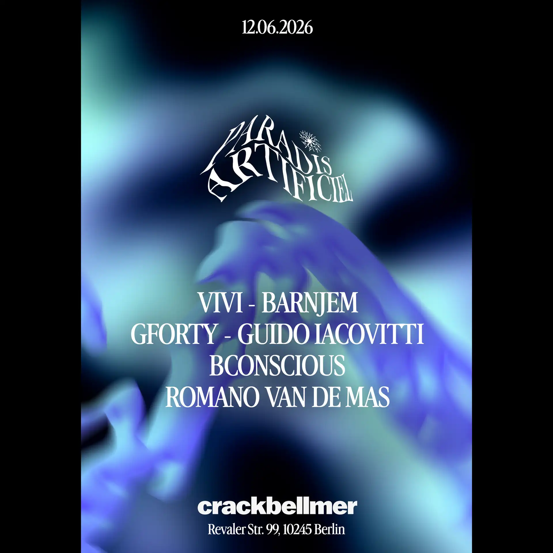 Paradis Artificiel with Barnjem, Vivi, ROMANO VAN DE MAS, Bconscious, Guido Iacovitti, Gforty event poster