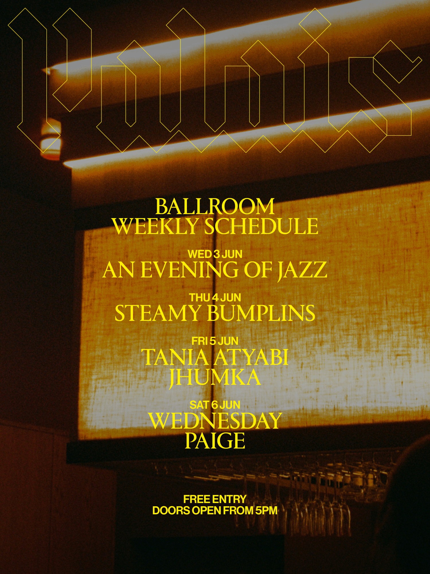 Ballroom at Palais: Wednesday & Paige event poster