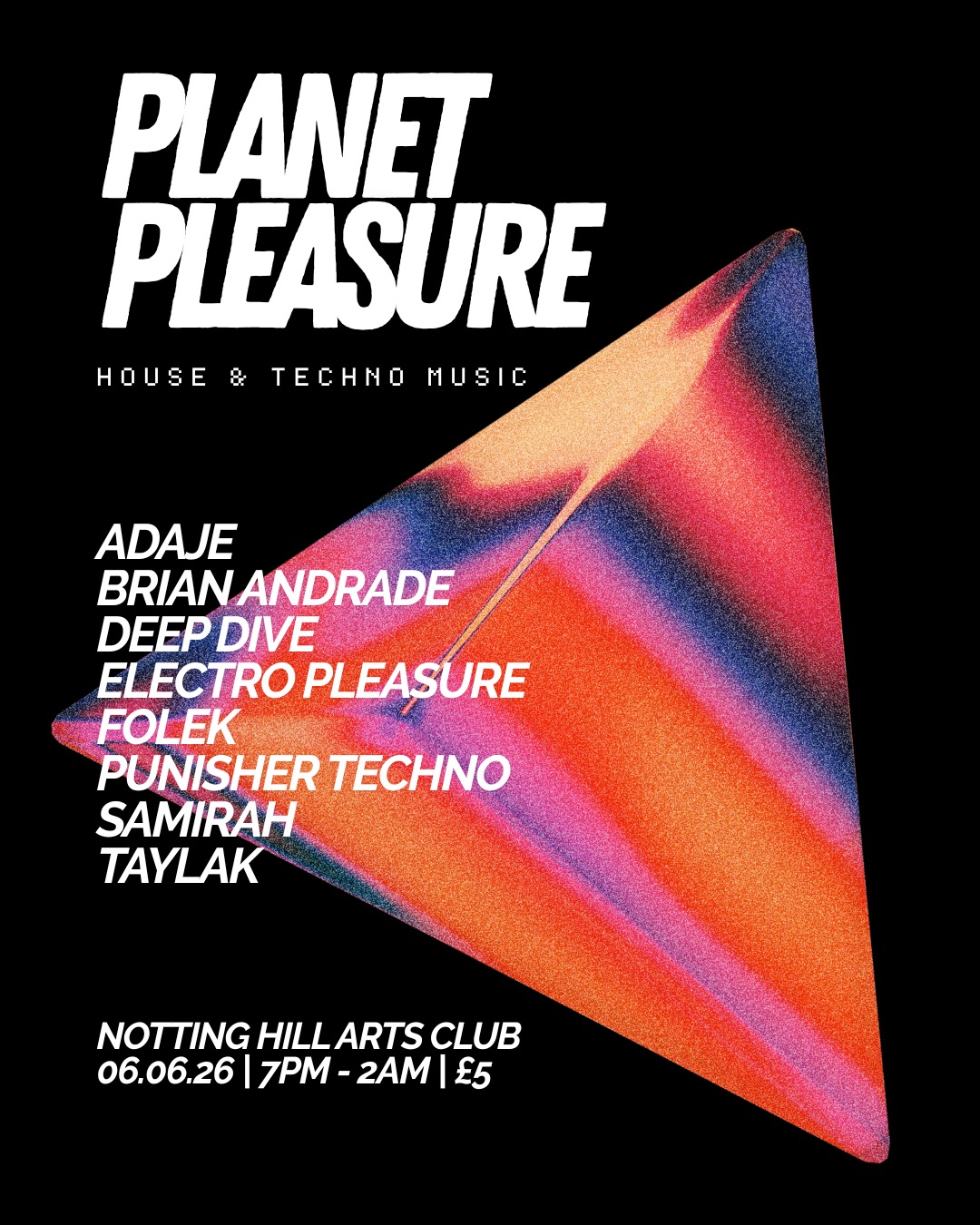 Planet pleasure Electronic Club Nights event poster