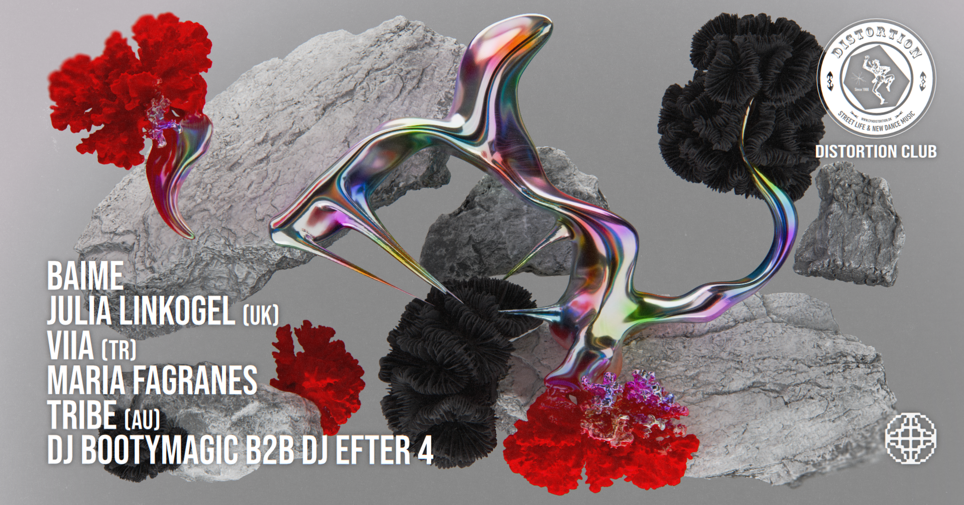 DISTORTION CLUB X MODULE: Julia Linkogel (UK) / VIIA (TR) event poster