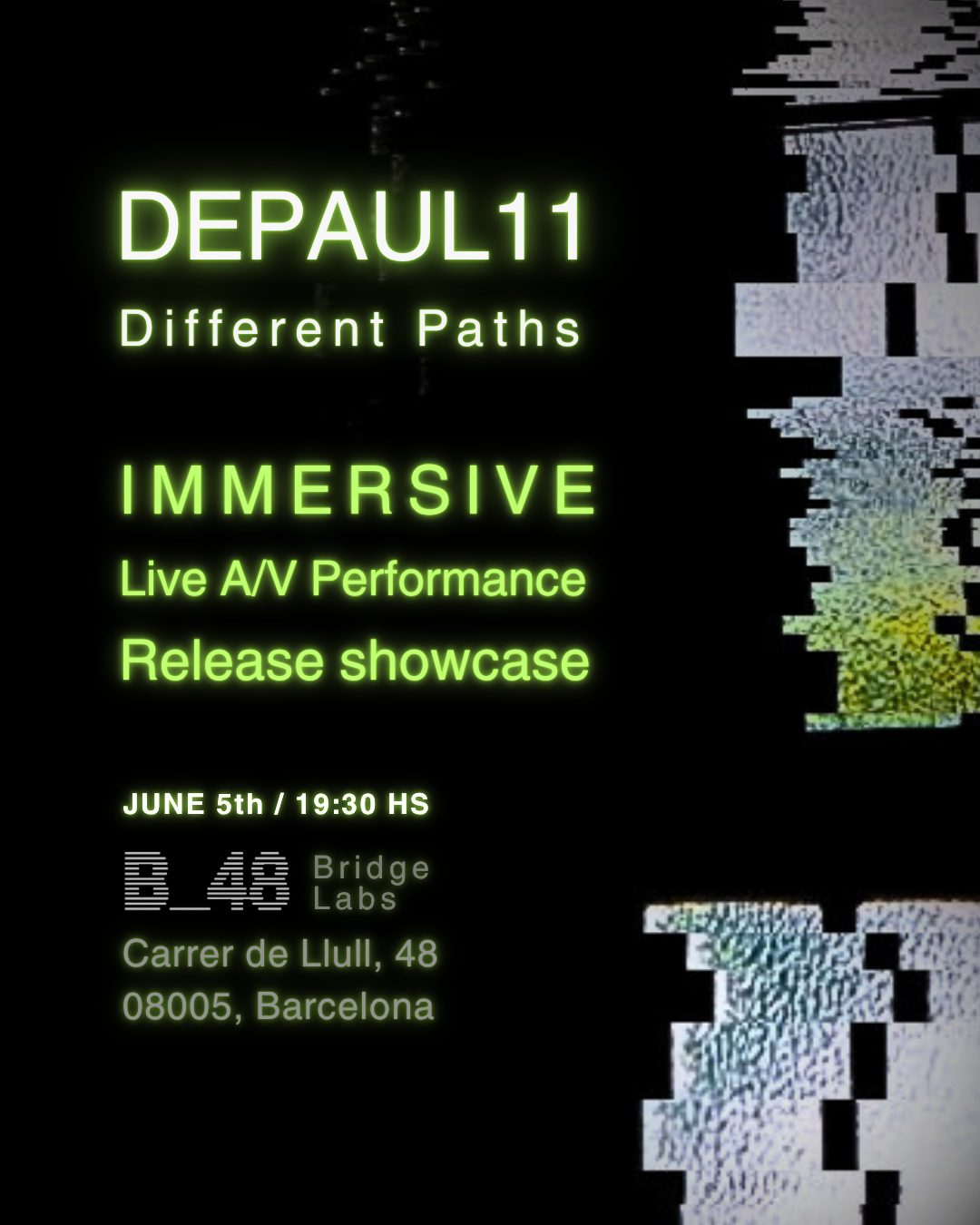 Depaul11 presents Different Paths / IMMERSIVE AV SHOWCASE event poster