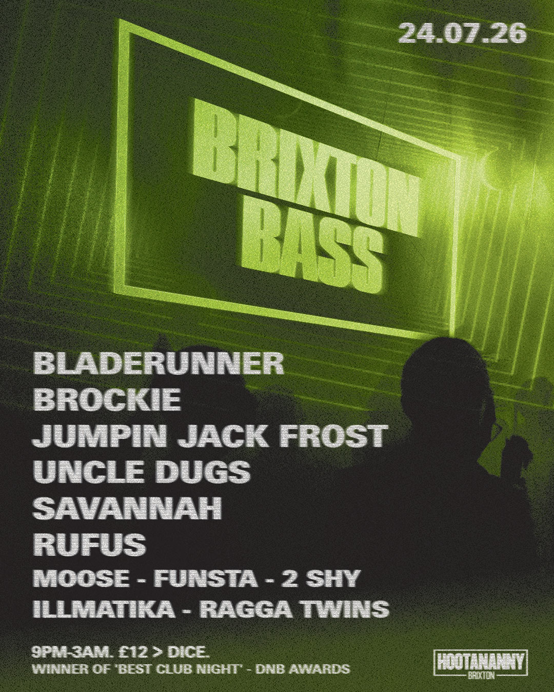 Brixton Bass: Bladerunner, Brockie, Frost, Uncle Dugs event poster
