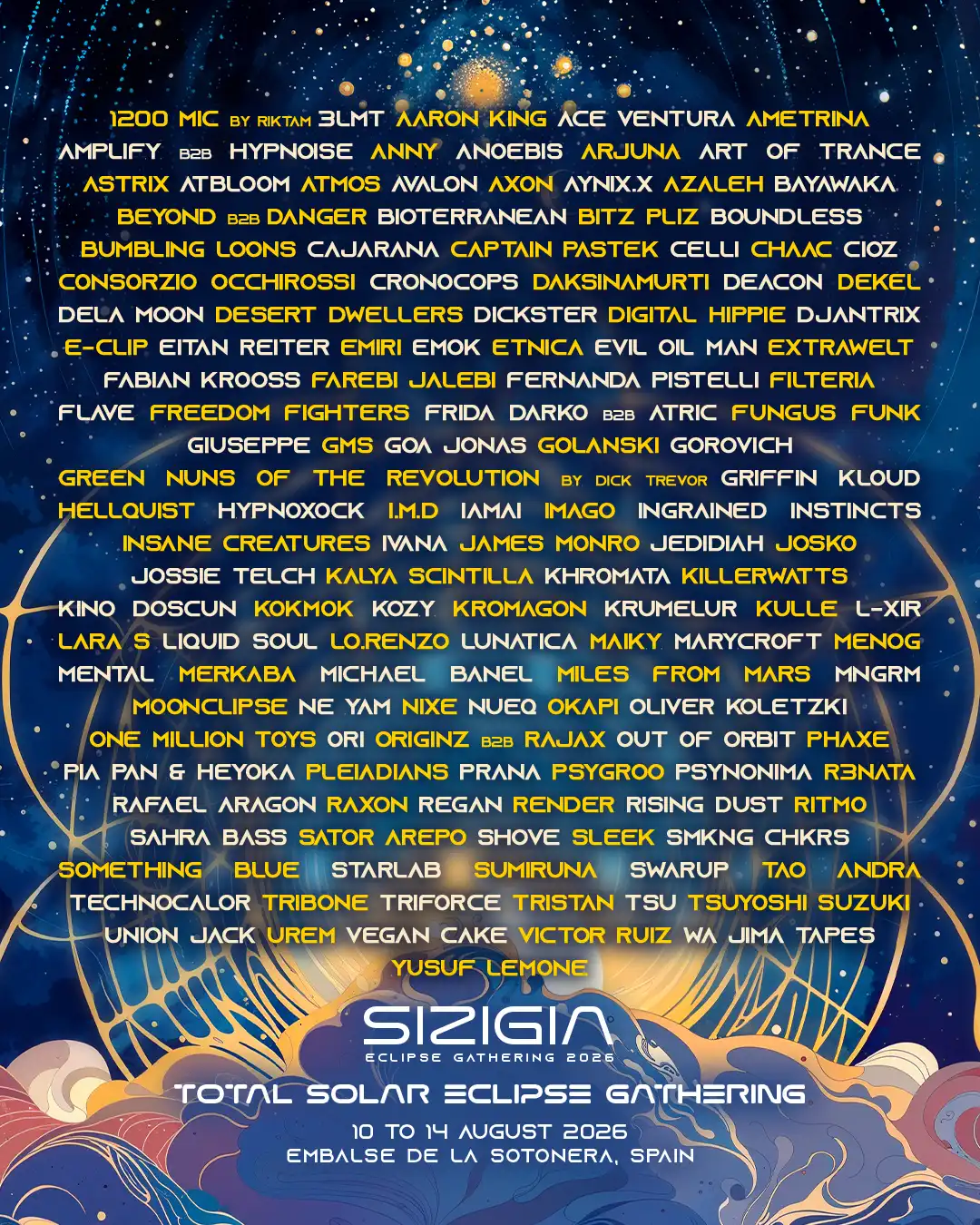 Sizigia Eclipse Gathering 2026 (Total Solar Eclipse Festival) event poster