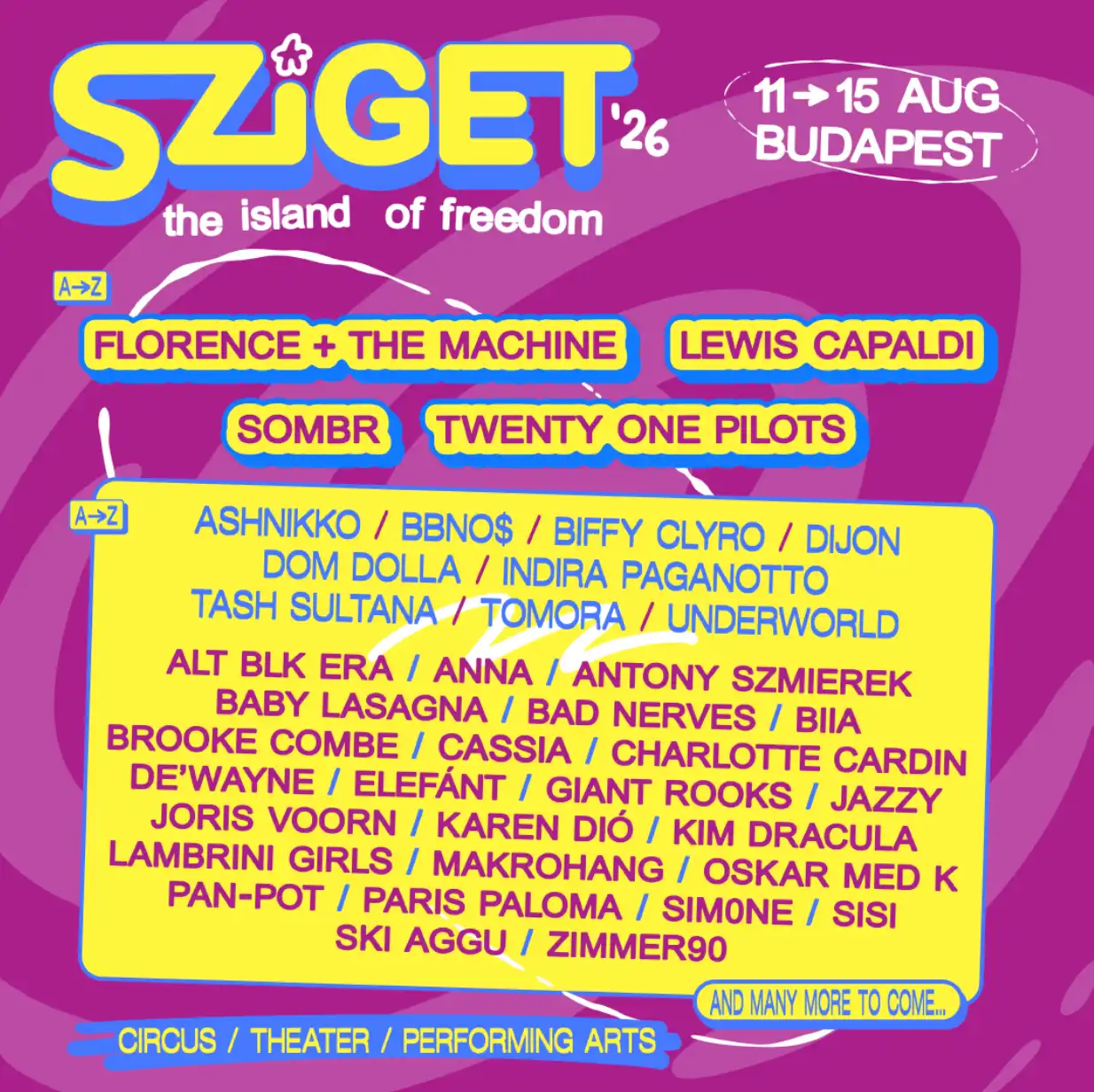 Sziget Festival 2026 event poster