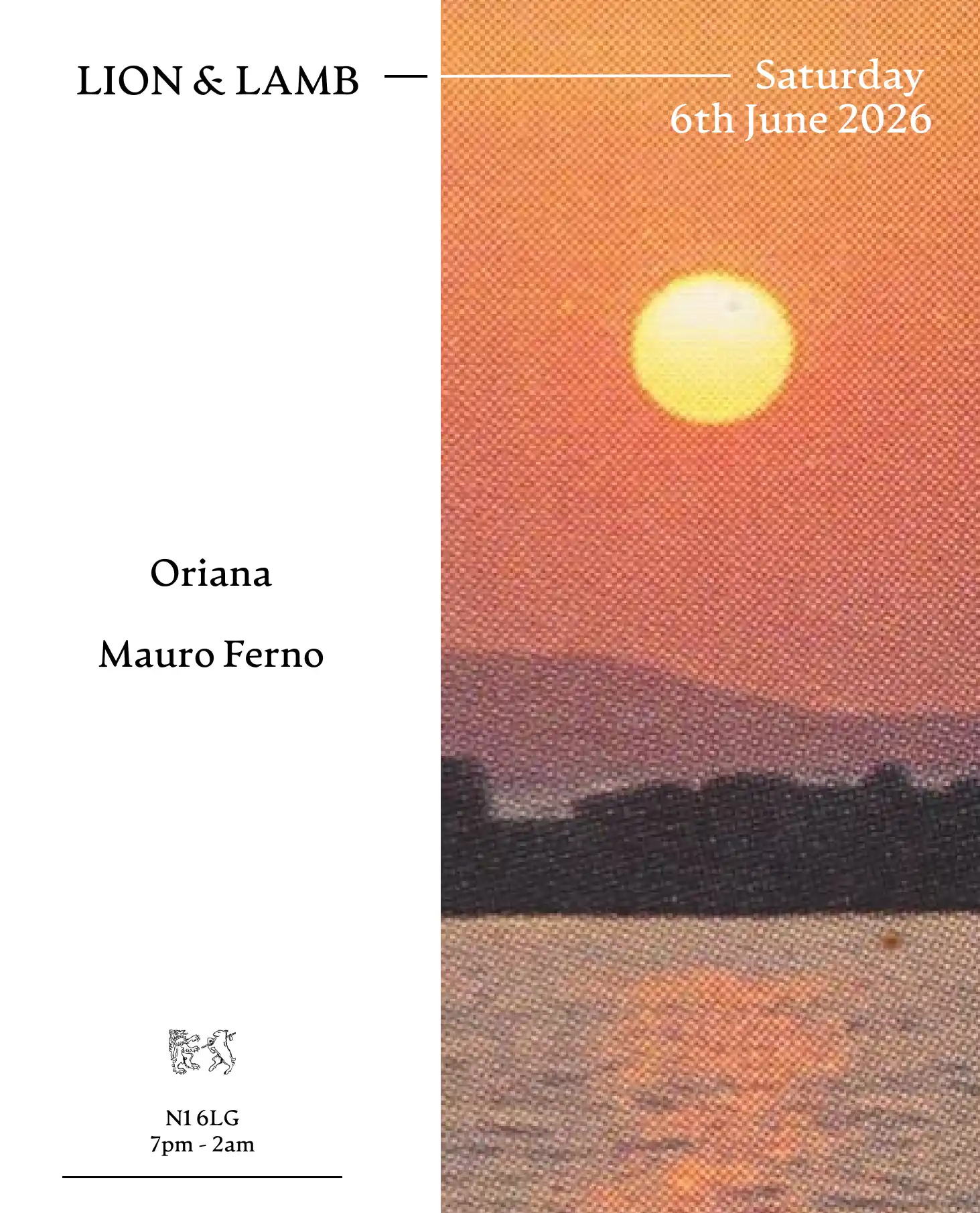 Lion & Lamb with Oriana + Mauro Ferno event poster