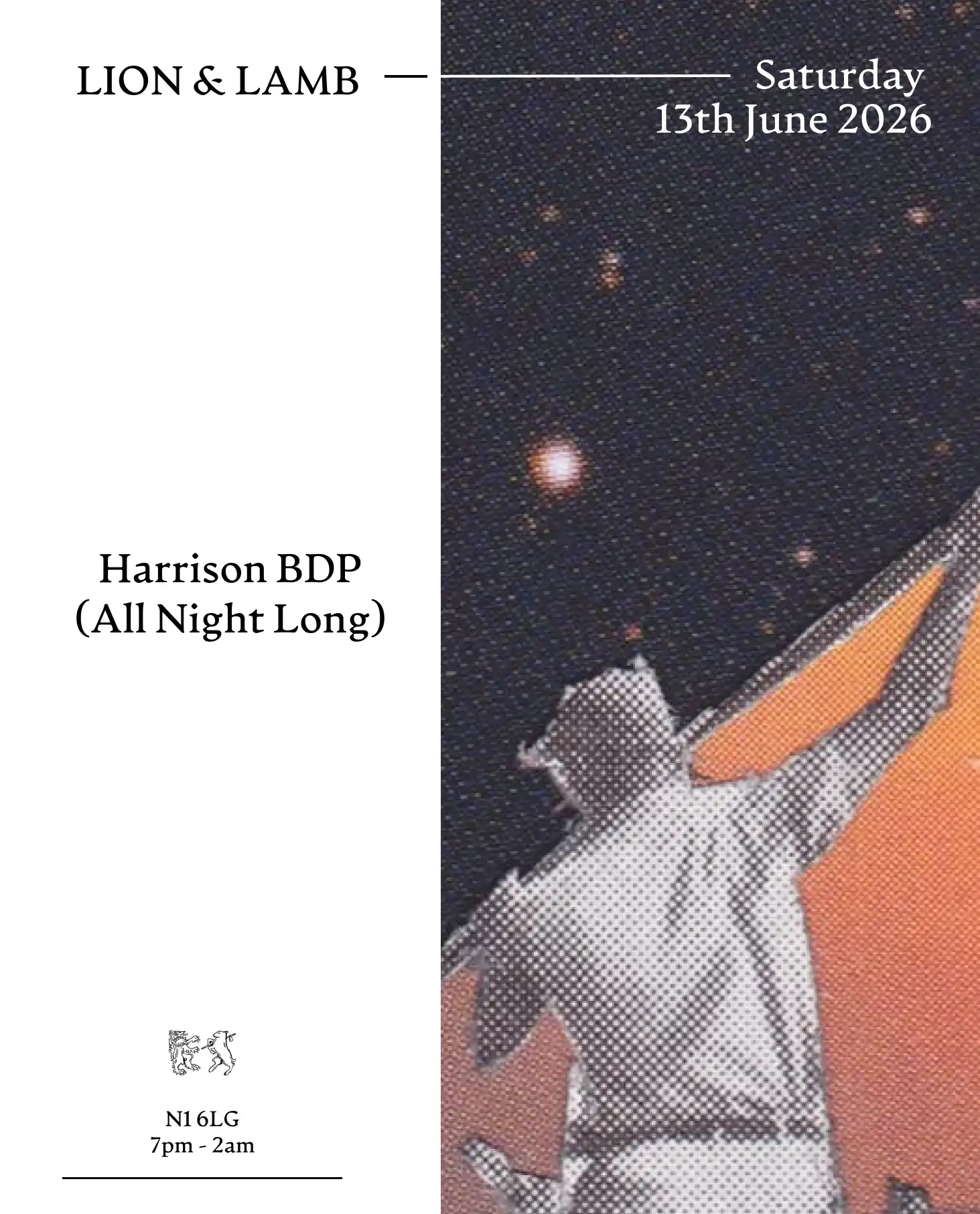 Lion & Lamb with Harrison BDP (All Night Long) event poster