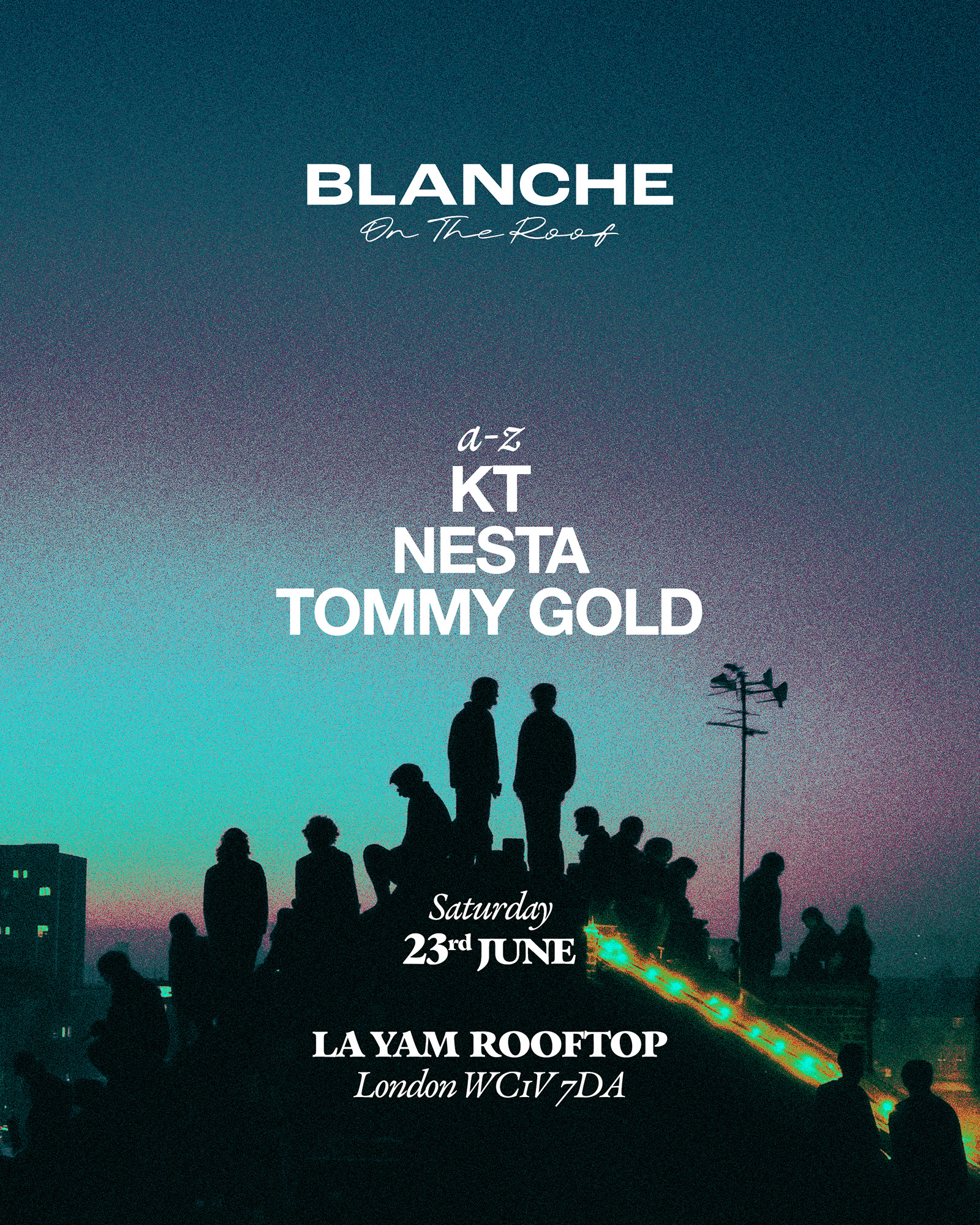 Blanche on the Roof with Nesta and Tommy Gold event poster