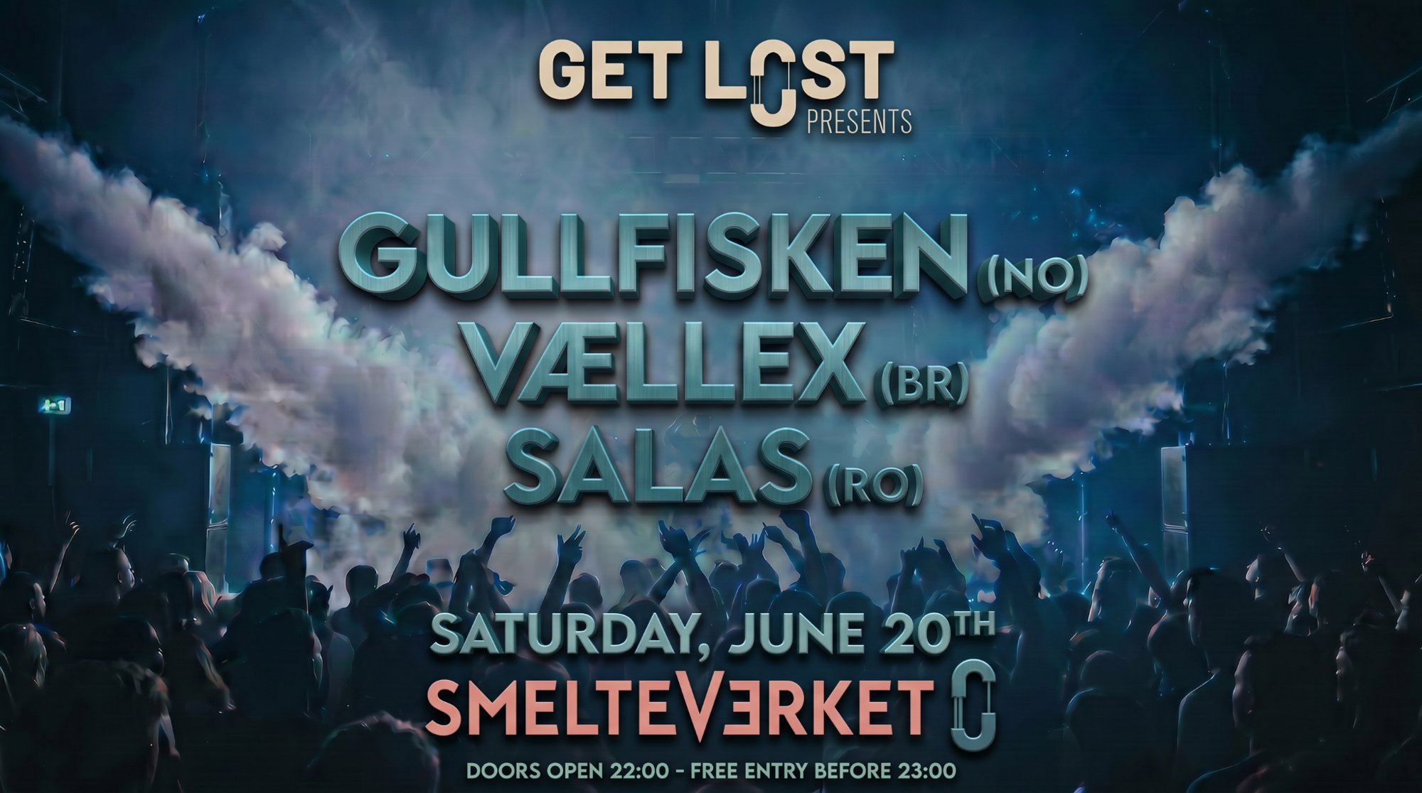 GET LOST pres. VÆLLEX (BR), SALAS (RO) at GULLFISKEN (NO) event poster
