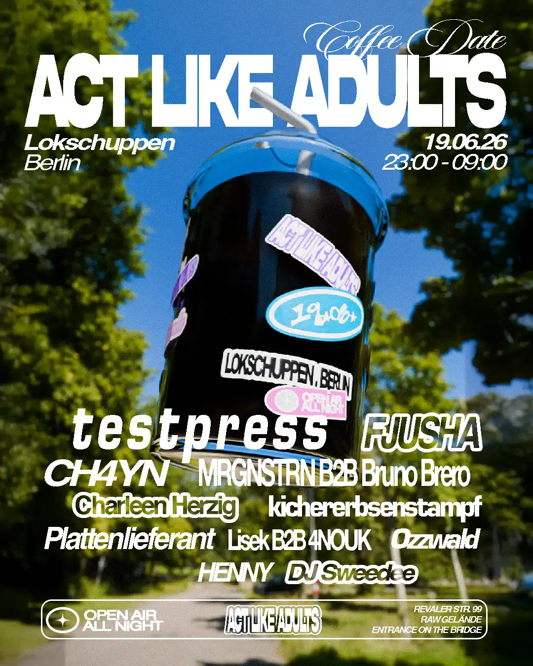 Act Like Adults W/ t e s t p r e s s, FJUSHA, MRGNSTRN & Charleen Herzig event poster