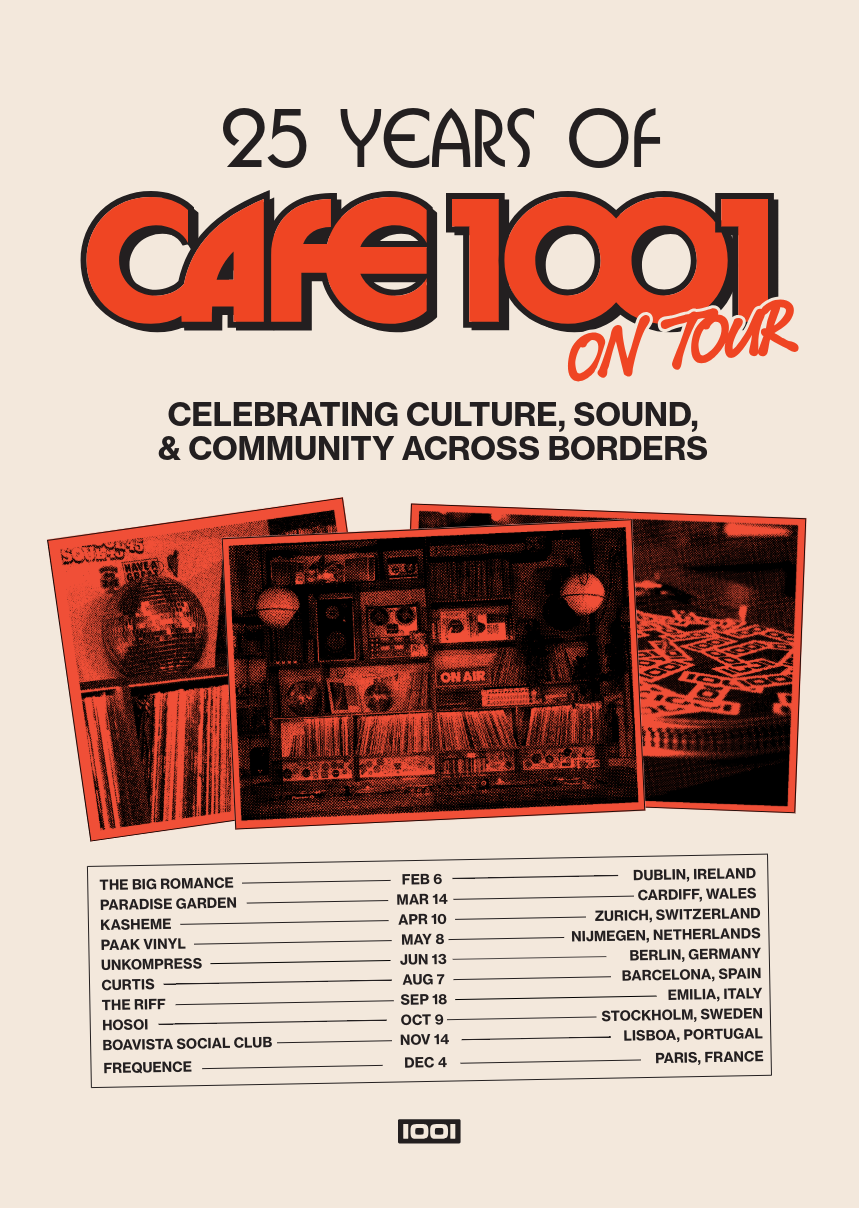 25 Years of Cafe 1001 On Tour - Hosoi, Stockholm event poster