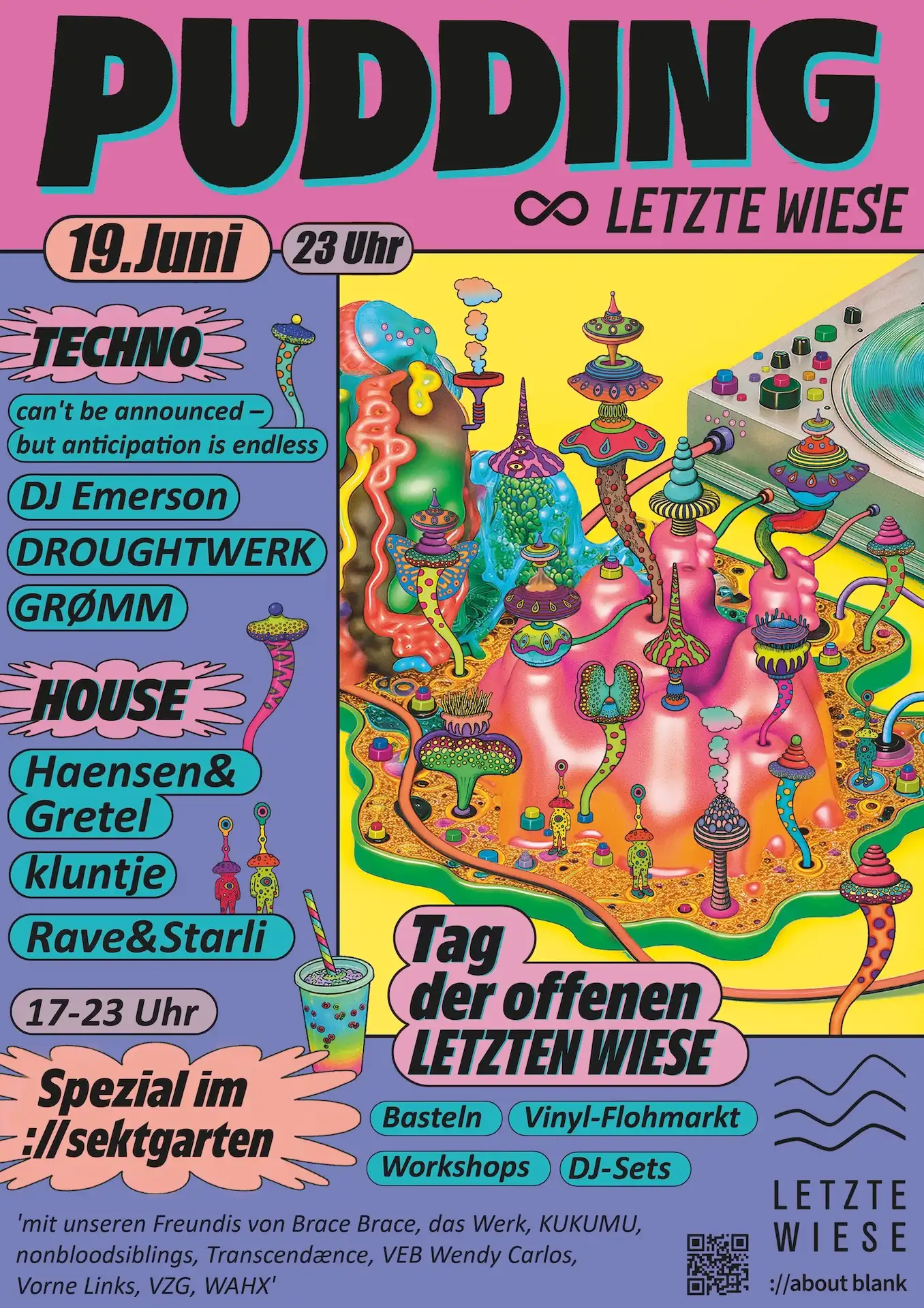 PUDDING ∞ LETZTE WIESE _ Parteeyyy nach'm ://sektgarten_ event poster