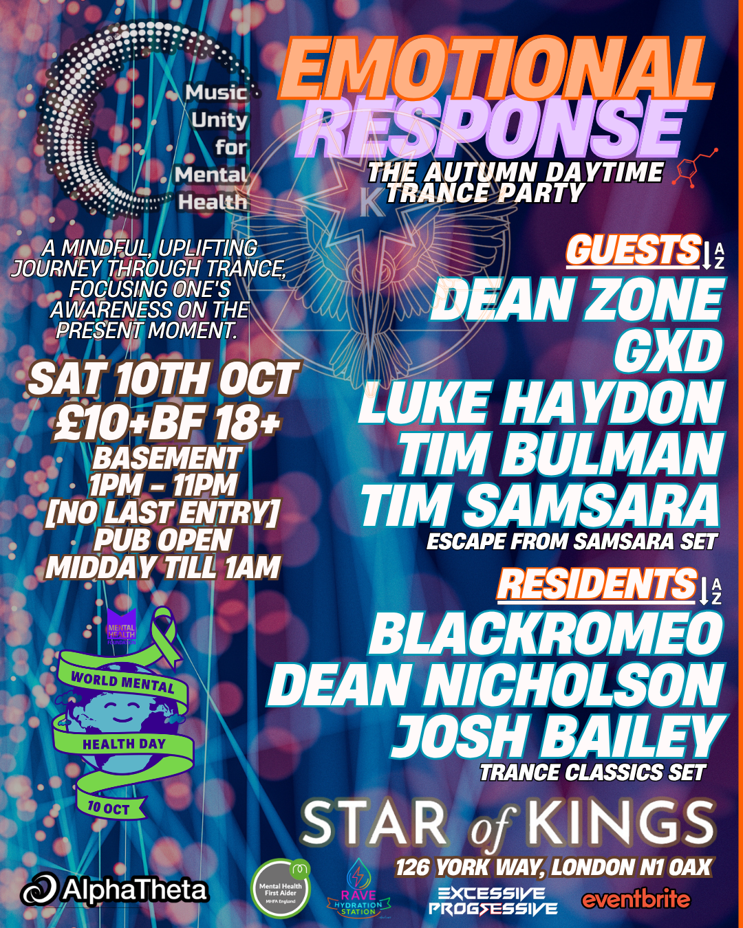 Music Unity For Mental Health presents Emotional Response Autumn Daytime Trance Party event poster