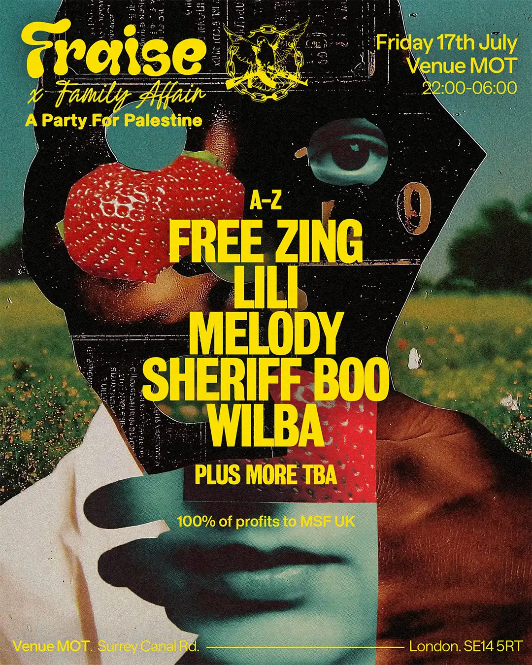 Fraise x Family Affair Summer Fundraiser Party event poster