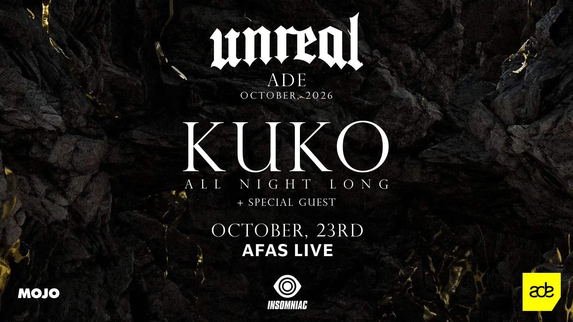 UNREAL x ADE 2026: KUKO ALL NIGHT LONG event poster