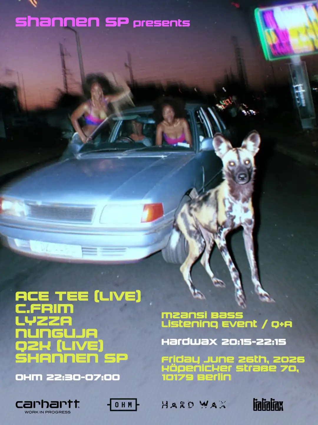 Shannen SP presents: Ace Tee, C.FRIM, LYZZA, nunguja, Q2K event poster