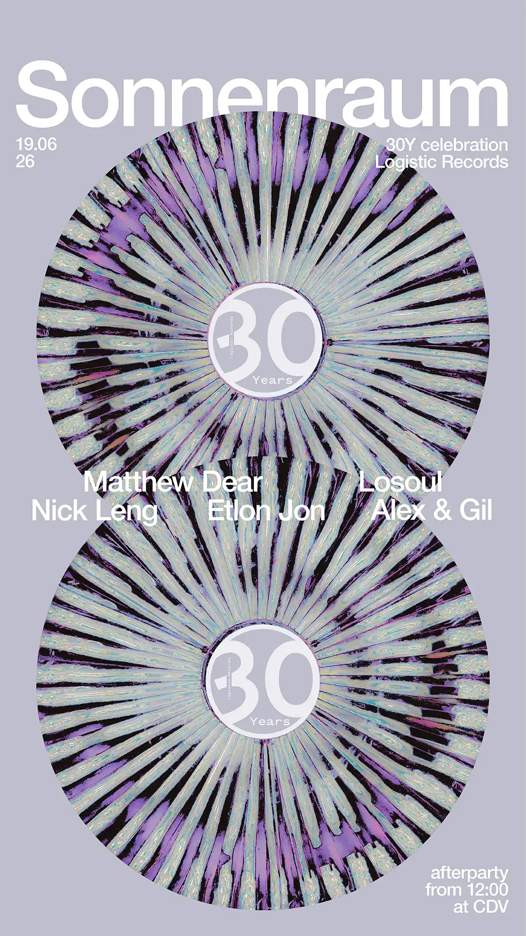 Logistic Records 30Y: Matthew Dear, Losoul, Nick Leng, Elton John, Alex & Gil event poster