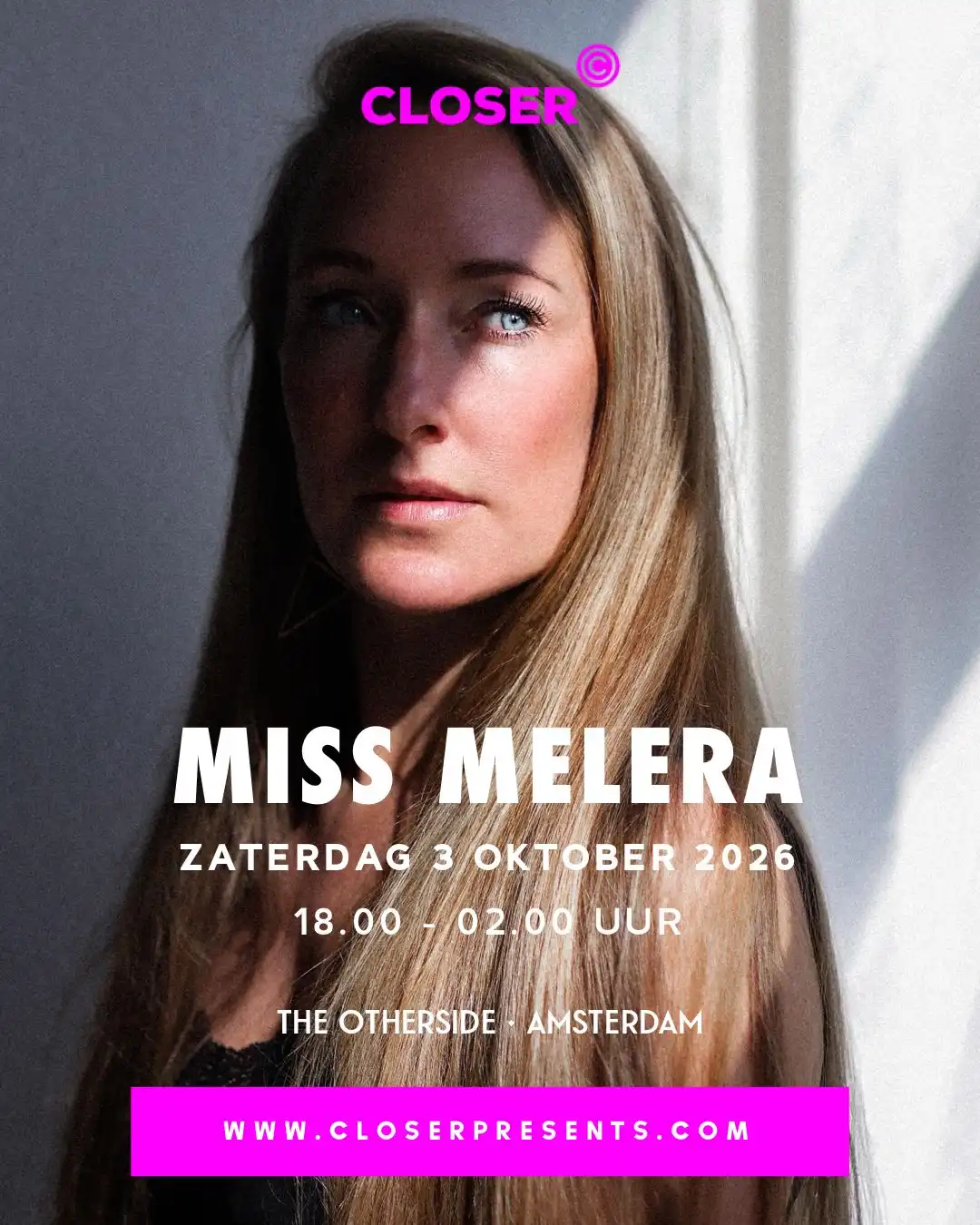 Closer presents Miss Melera Mitch de Klein Thysma event poster