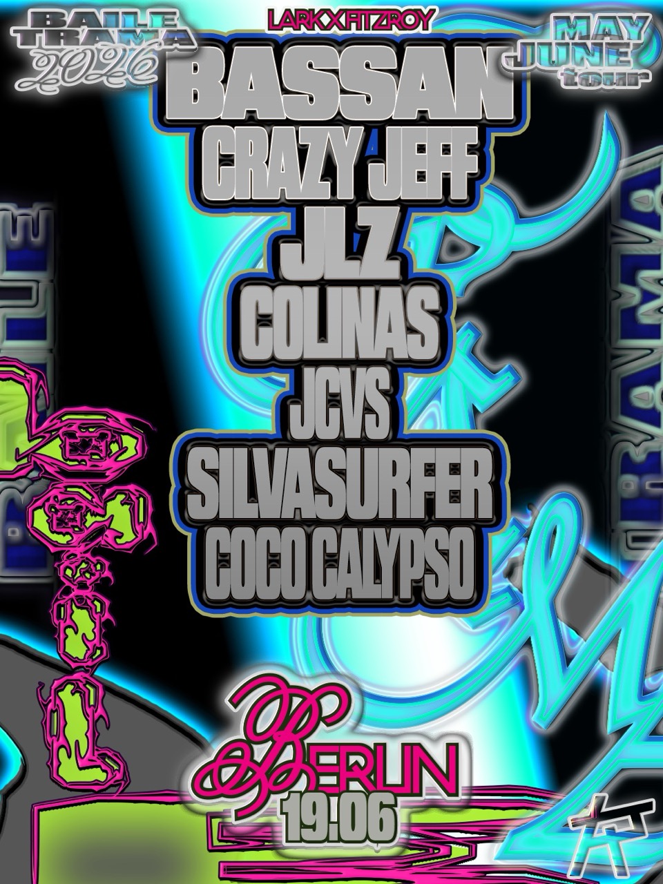 BAILE TRAMA // 2 CLUBS with BASSAN, CRAZY JEFF, JLZ event poster