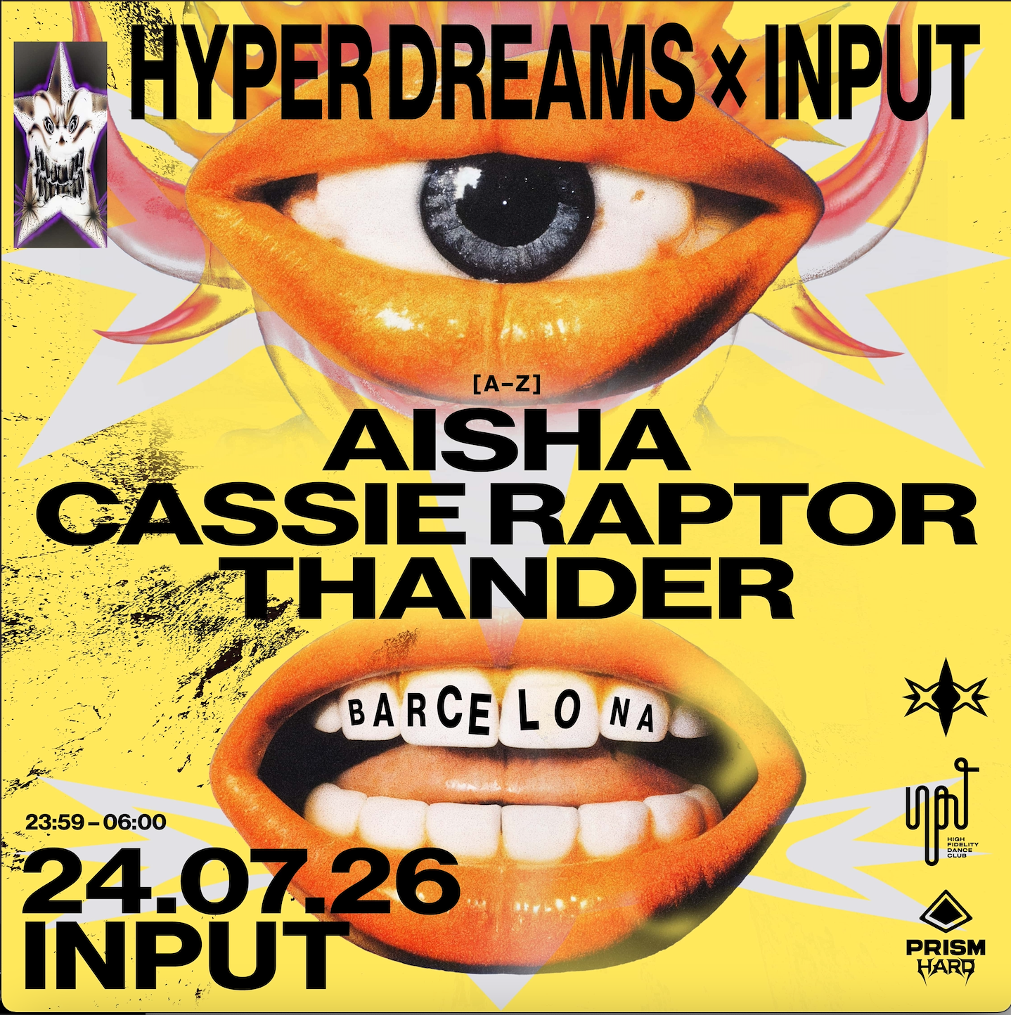 Hyper Dreams showcase with Cassie Raptor, THANDER & AISHA event poster