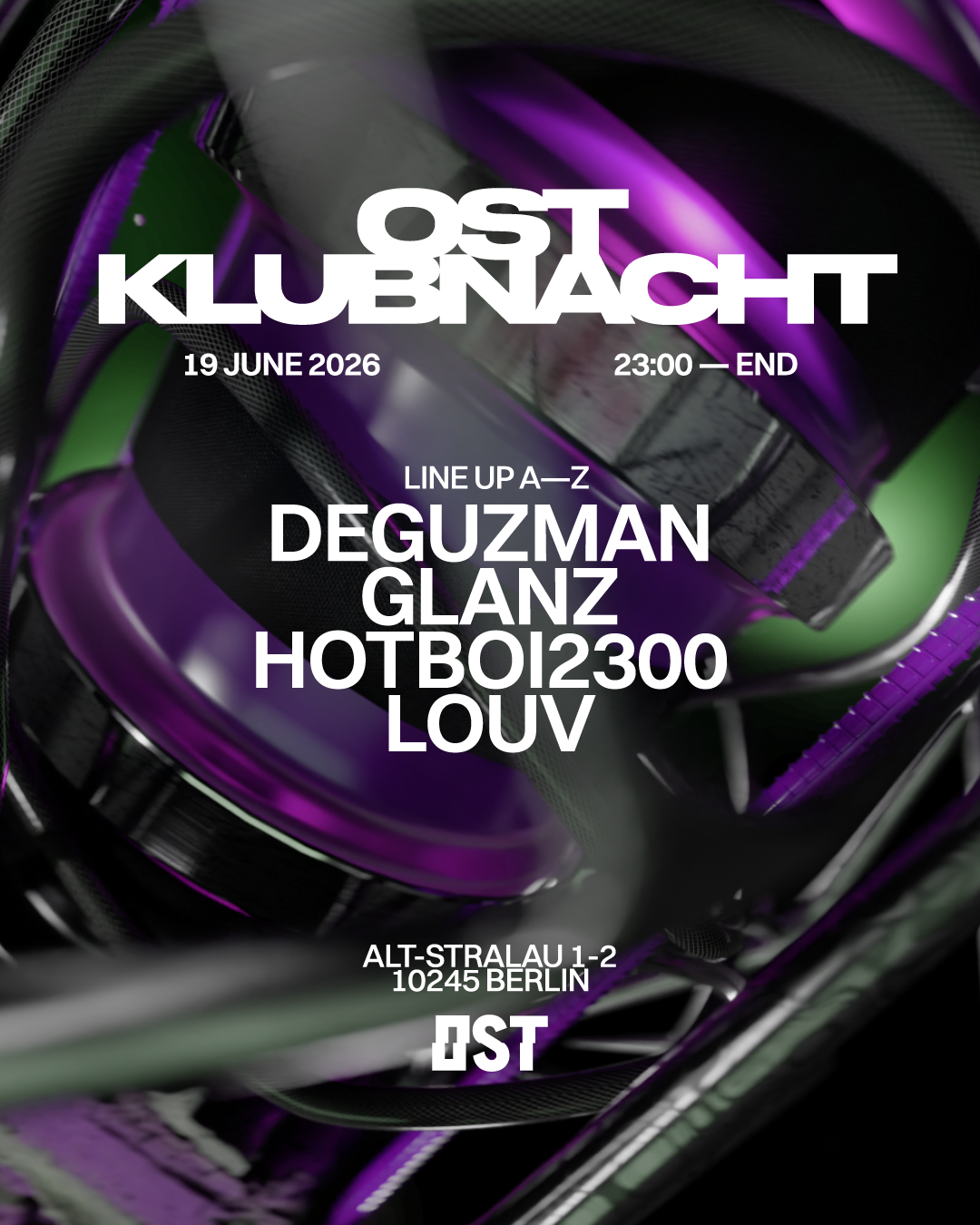 OST Klubnacht w. DeGuzman, HOTBOI2300, Glanz, Louv event poster