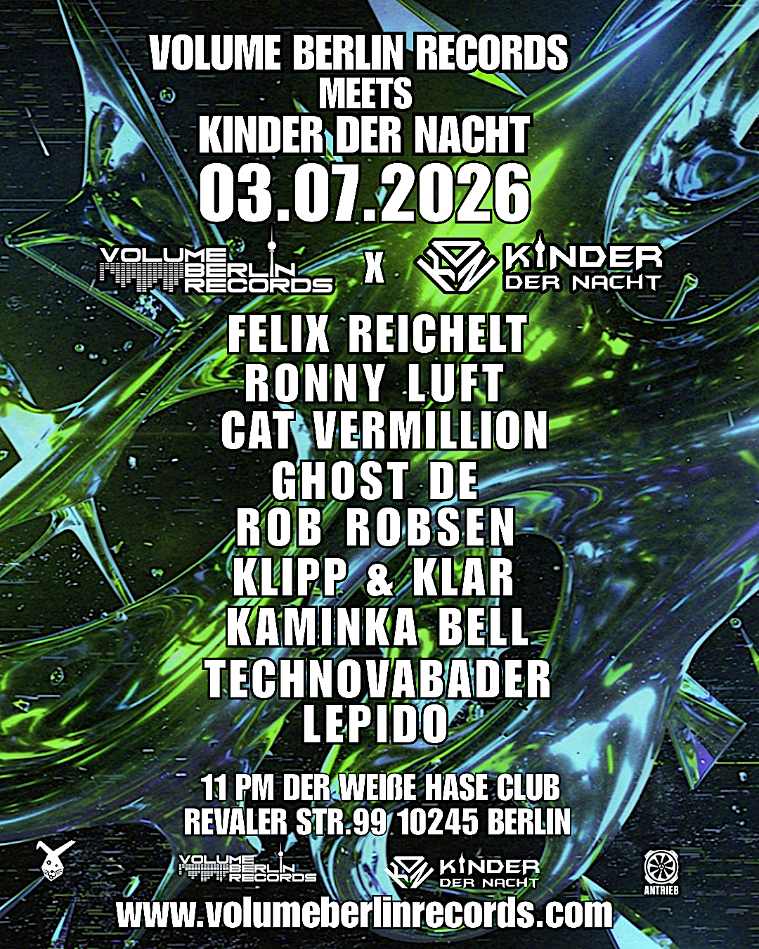 Volume Berlin Records meets Kinder der Nacht event poster