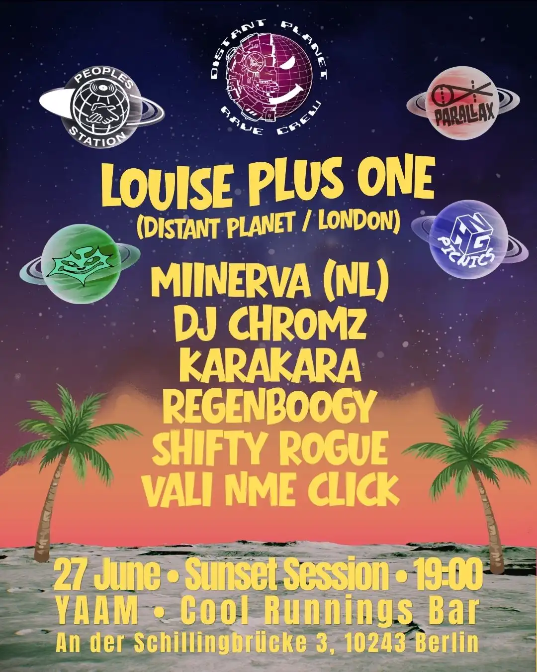 Sunset Jungle Session with Louise+1 (Distant Planet), MIINERVA, DJ Chromz event poster
