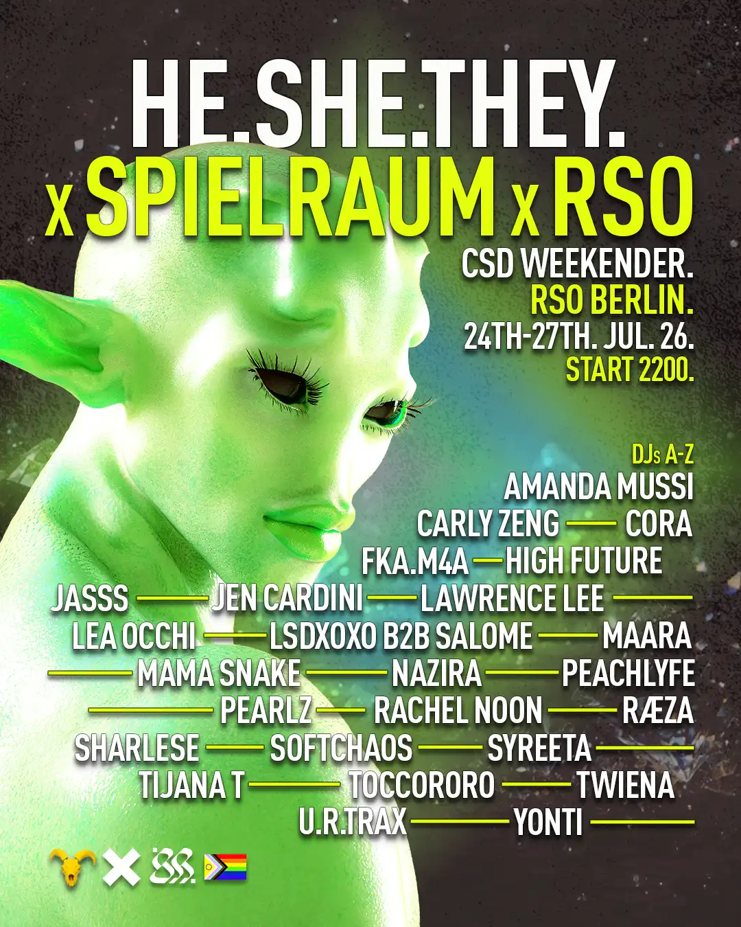HE.SHE.THEY x SPIELRAUM x RSO CSD WEEKENDER event poster